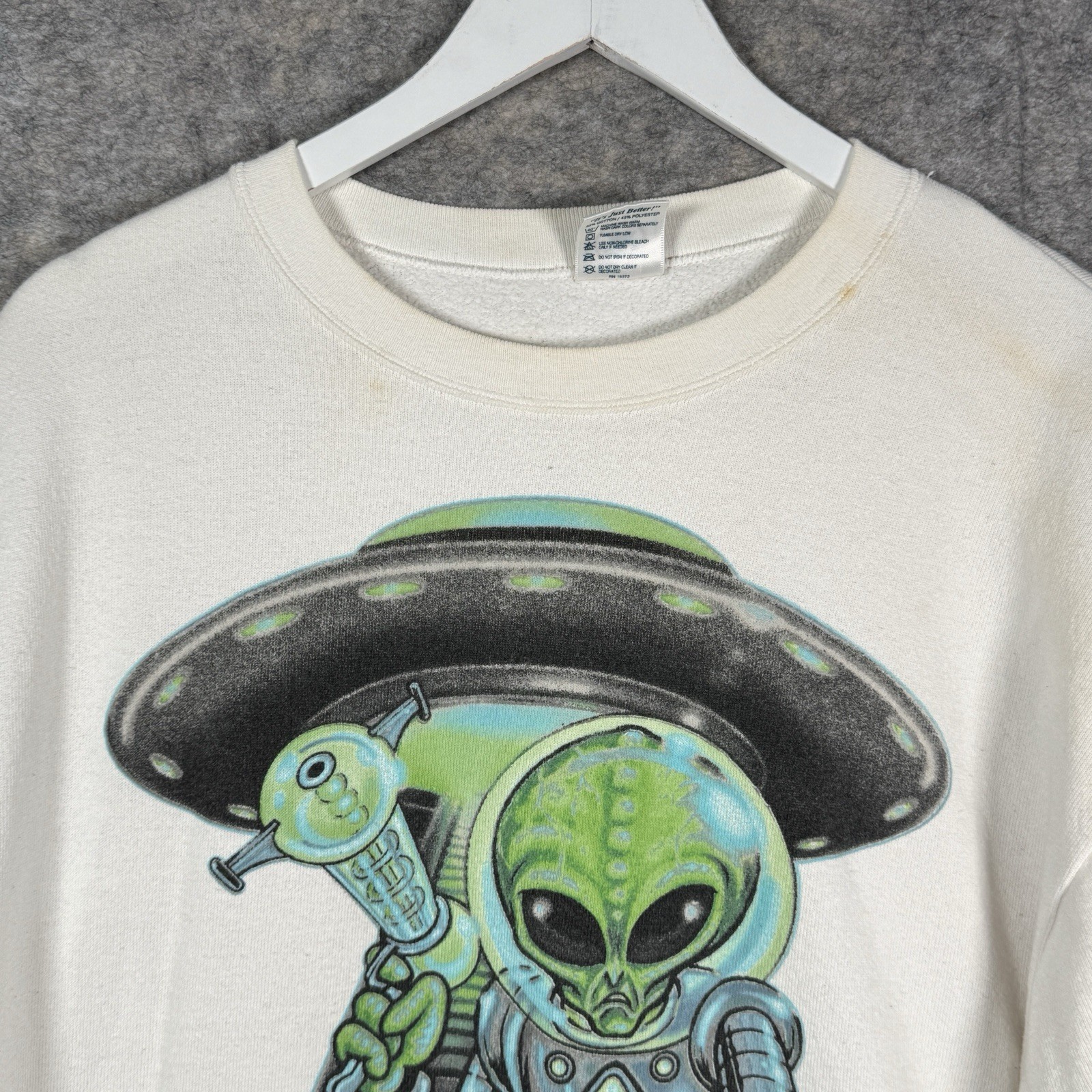 Vintage 90s Alien Talkin Tees Sweatshirt Mens Size L 22×25 UFO Made In USA