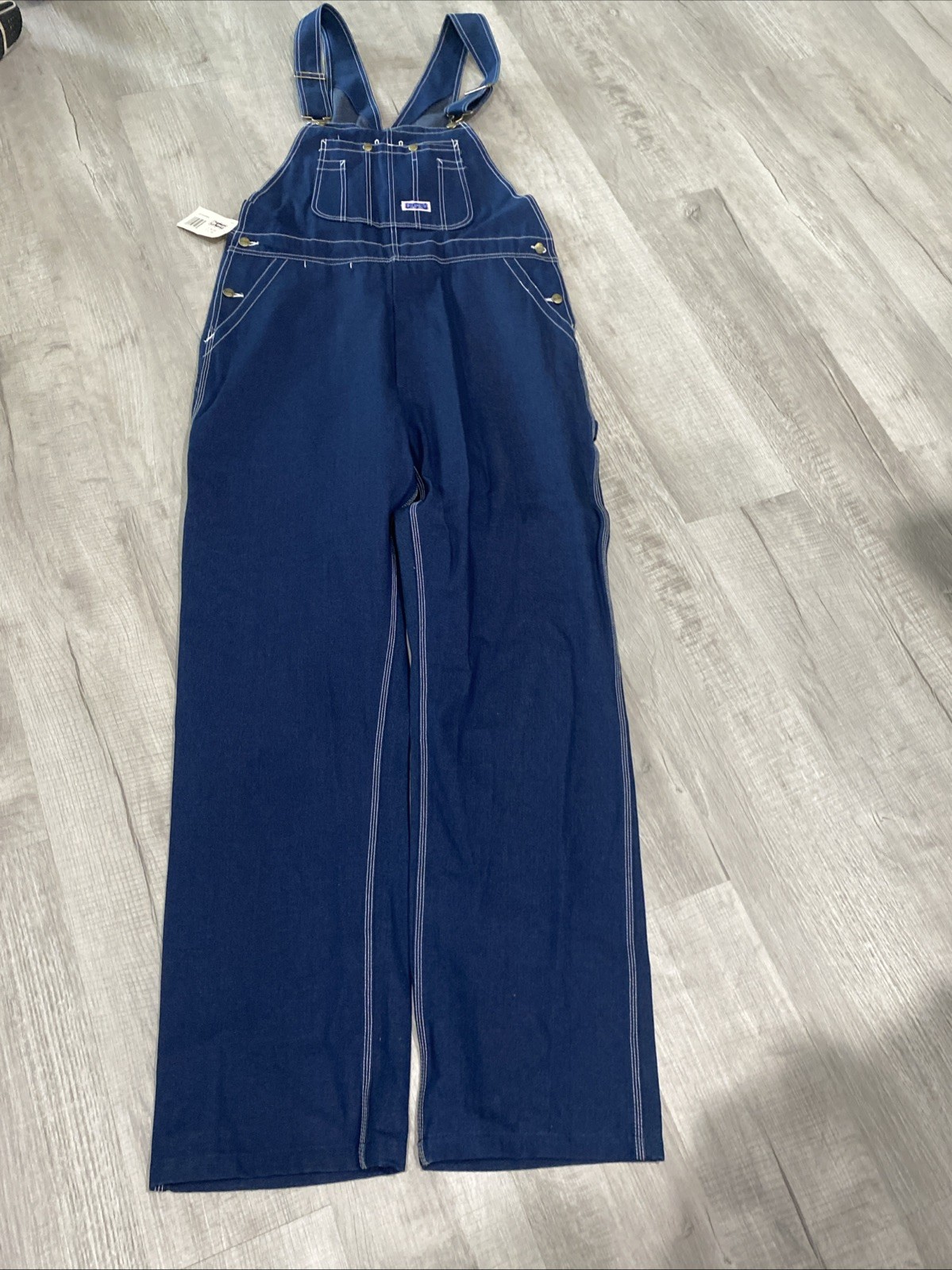 NOS NWT Big Smith Bib Overalls Mens 40×36 Made In USA White Stitching
