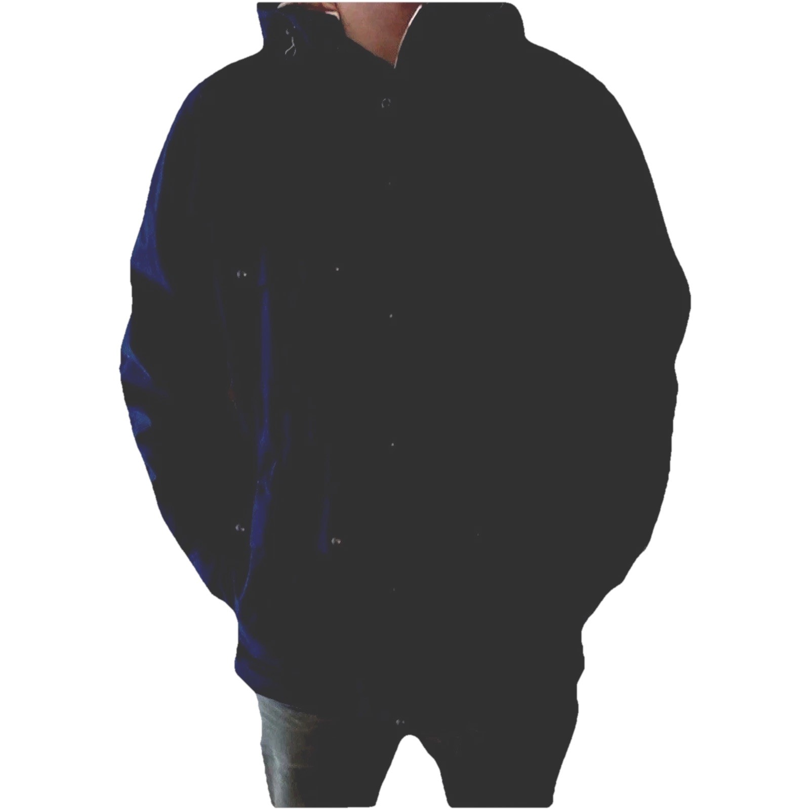 Navy Hood Mens Lands End Medium Vtg Squall Slicker Waterproof Lined Rain Coat