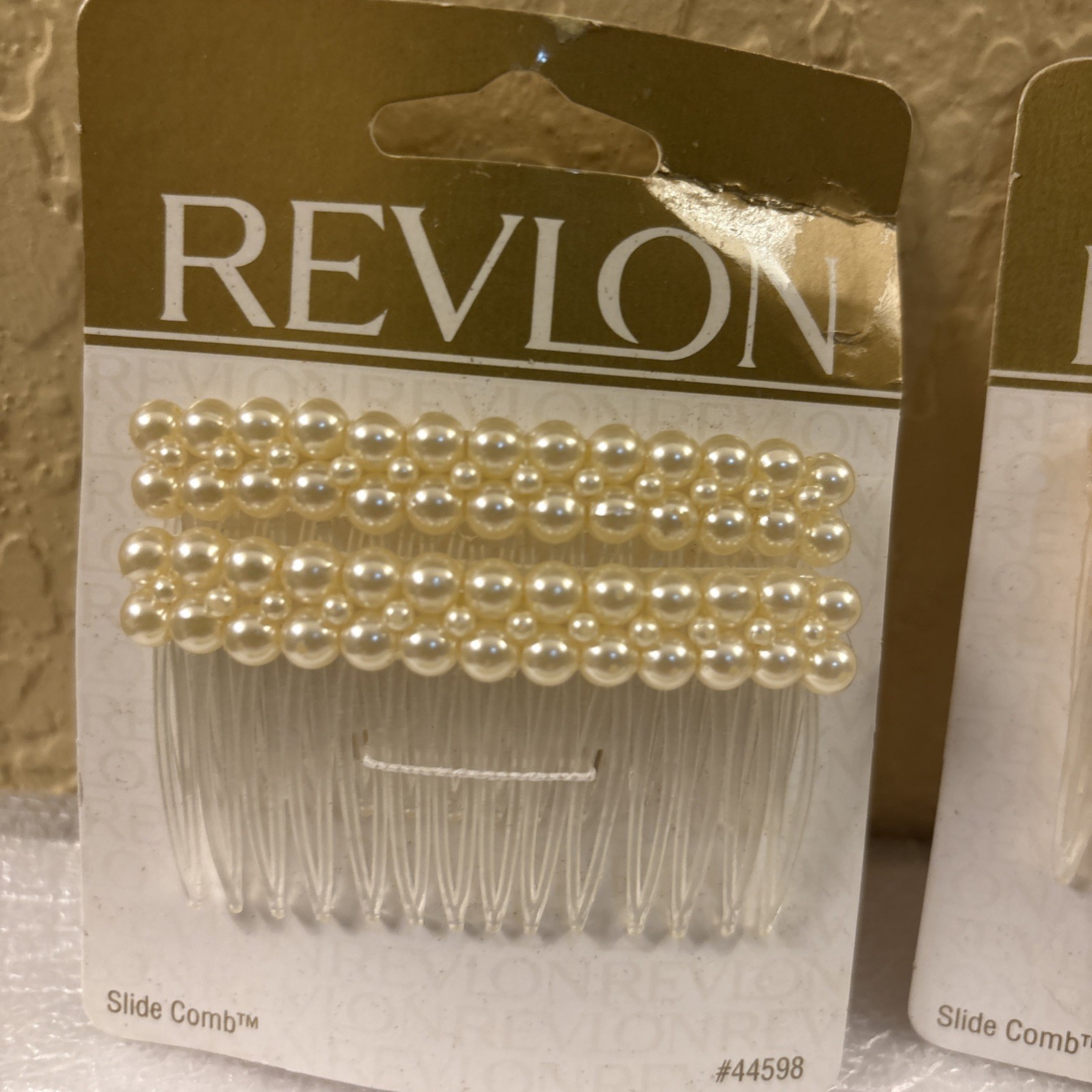Vtg Slide Combs Faux Beads Revlon Bead, Set Of 2 Packs. 4 Combs New (o15