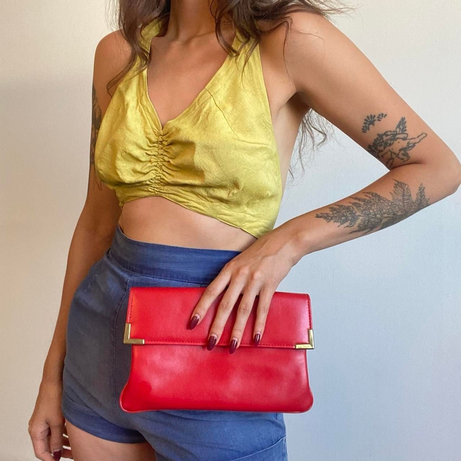 1960s red leather clutch