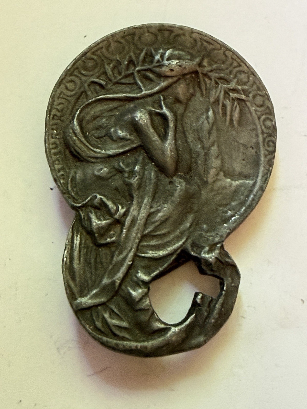 VINTAGE ART NOUVEAU MAIDEN BELT BUCKLE