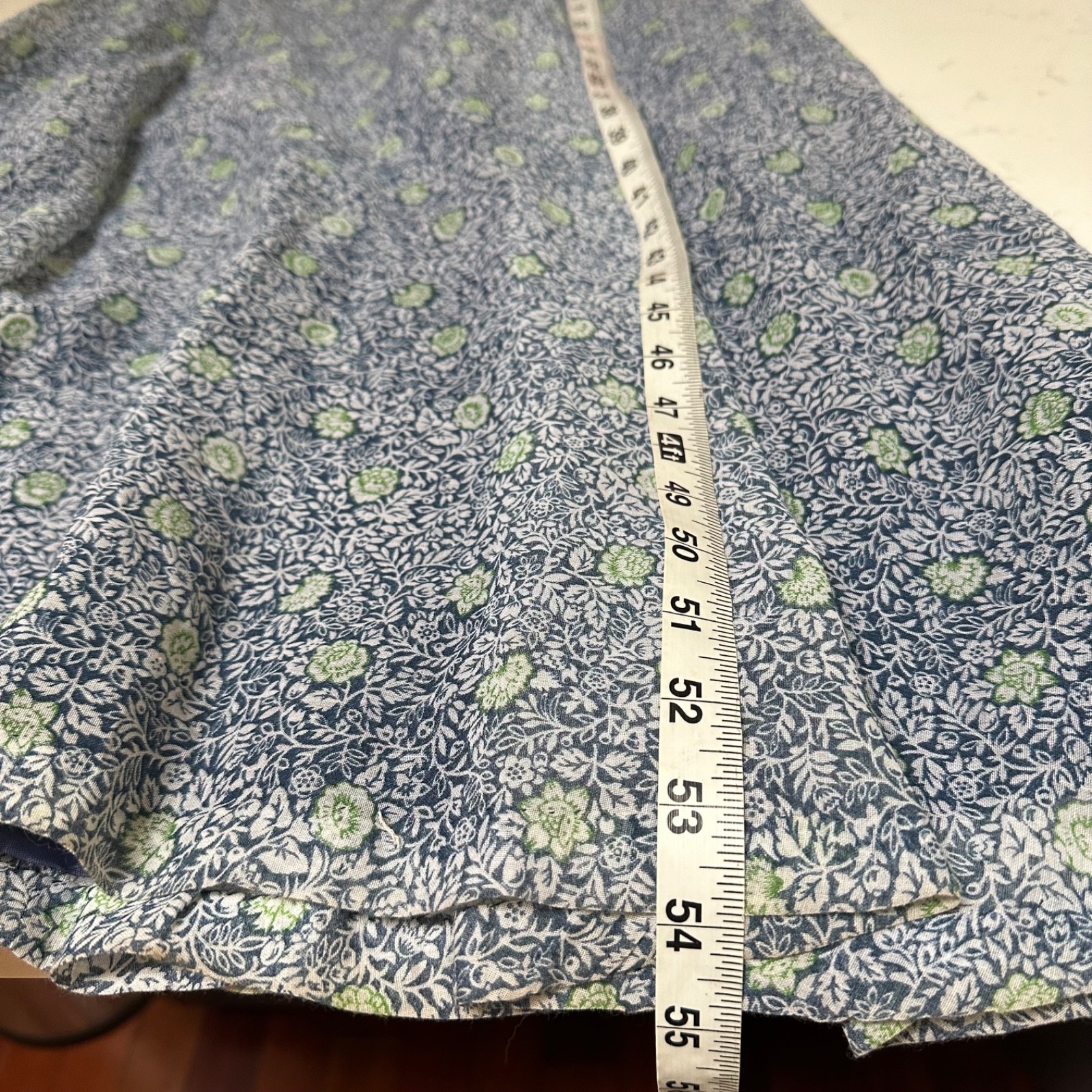 Vtg Miss Elliette Maxi Dress Garden Party Blue Floral Cottage 60s 70s Boho XS