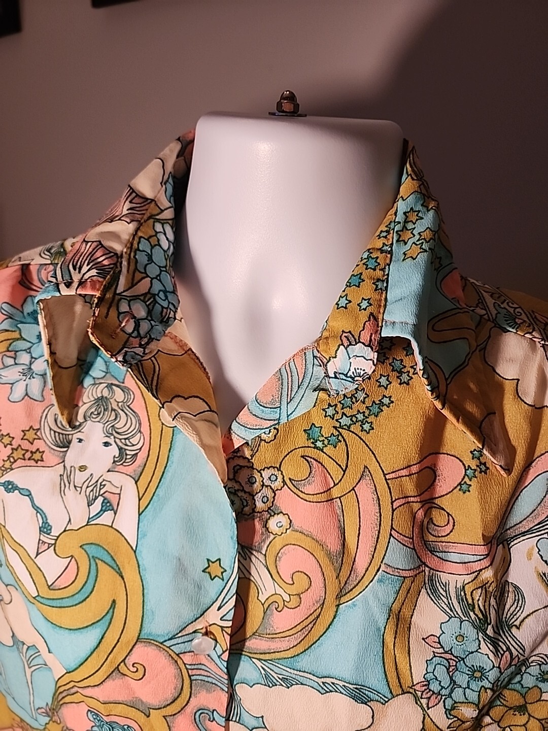 Vintage Women’s Button Up Oriental Style Design Size 34 Made In Korea