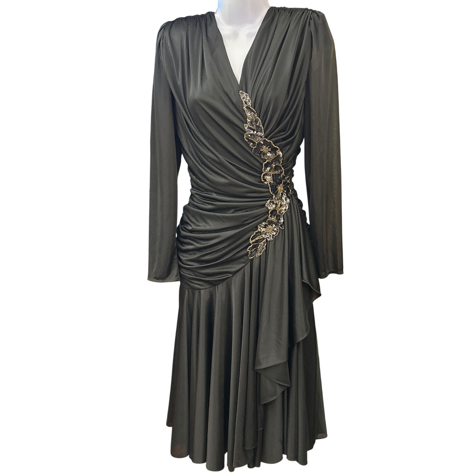 80s Abby Kent Cocktail Dress Glam Dark Romance Evening Wear Disco Old Hollywood