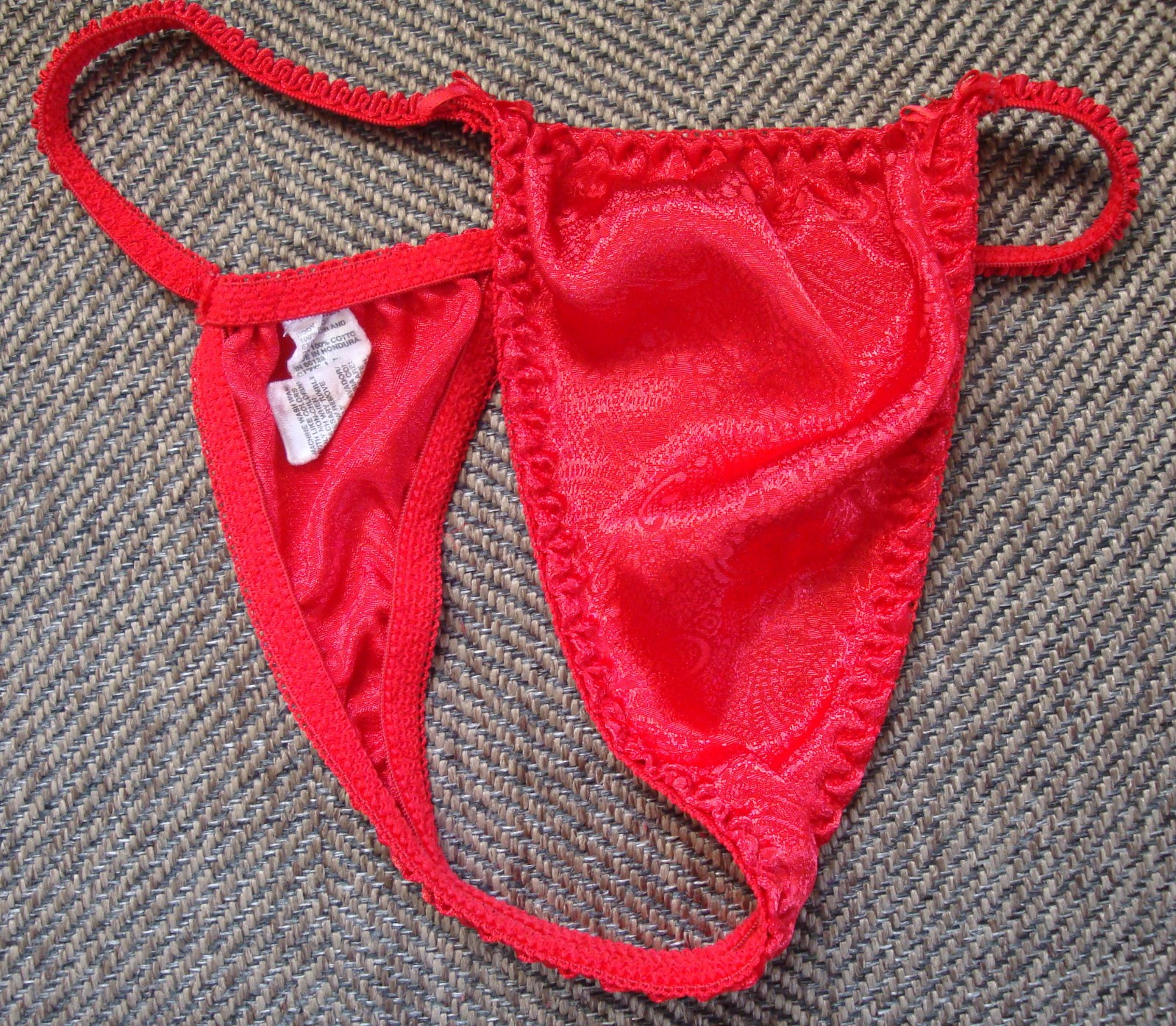 Vintage 7 L Red String Thong Silky Smooth Very Stretchy