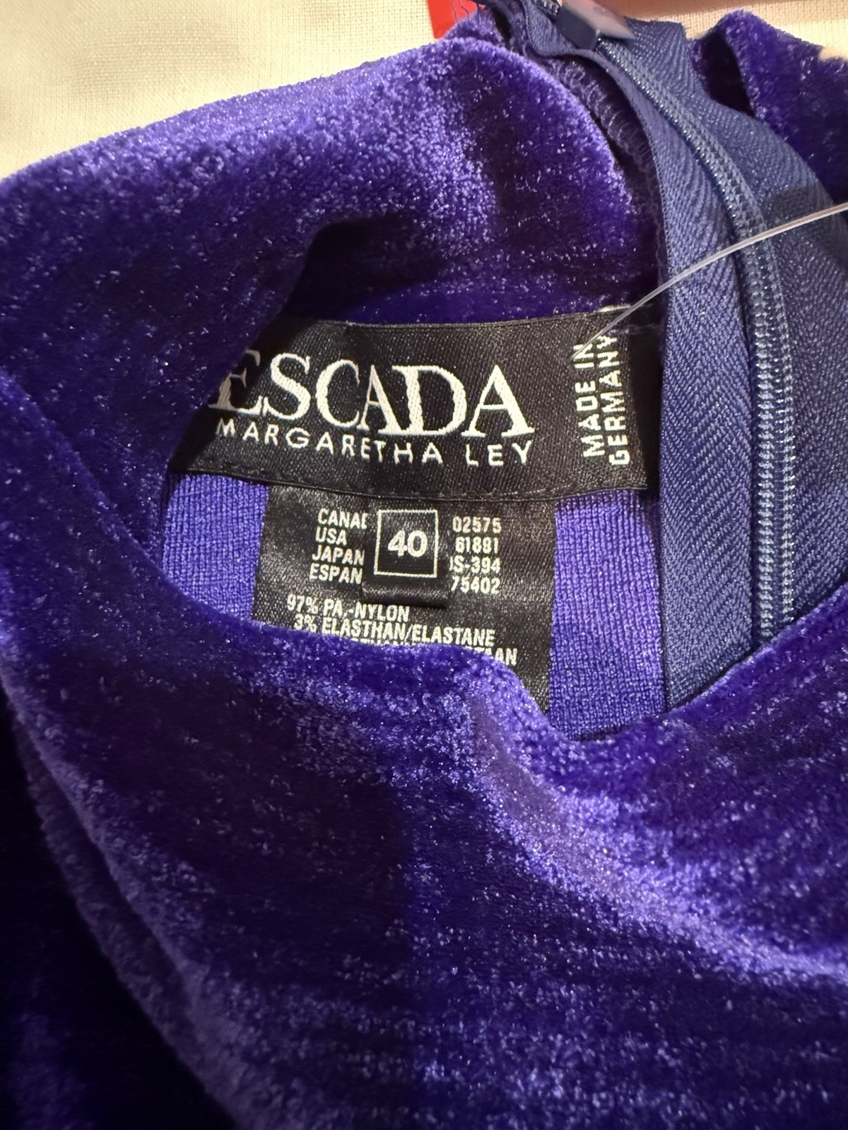 VTG 80s Escada Margaretha Ley Purple Velvet Bodysuit Sz 40 Made In Germany NOS