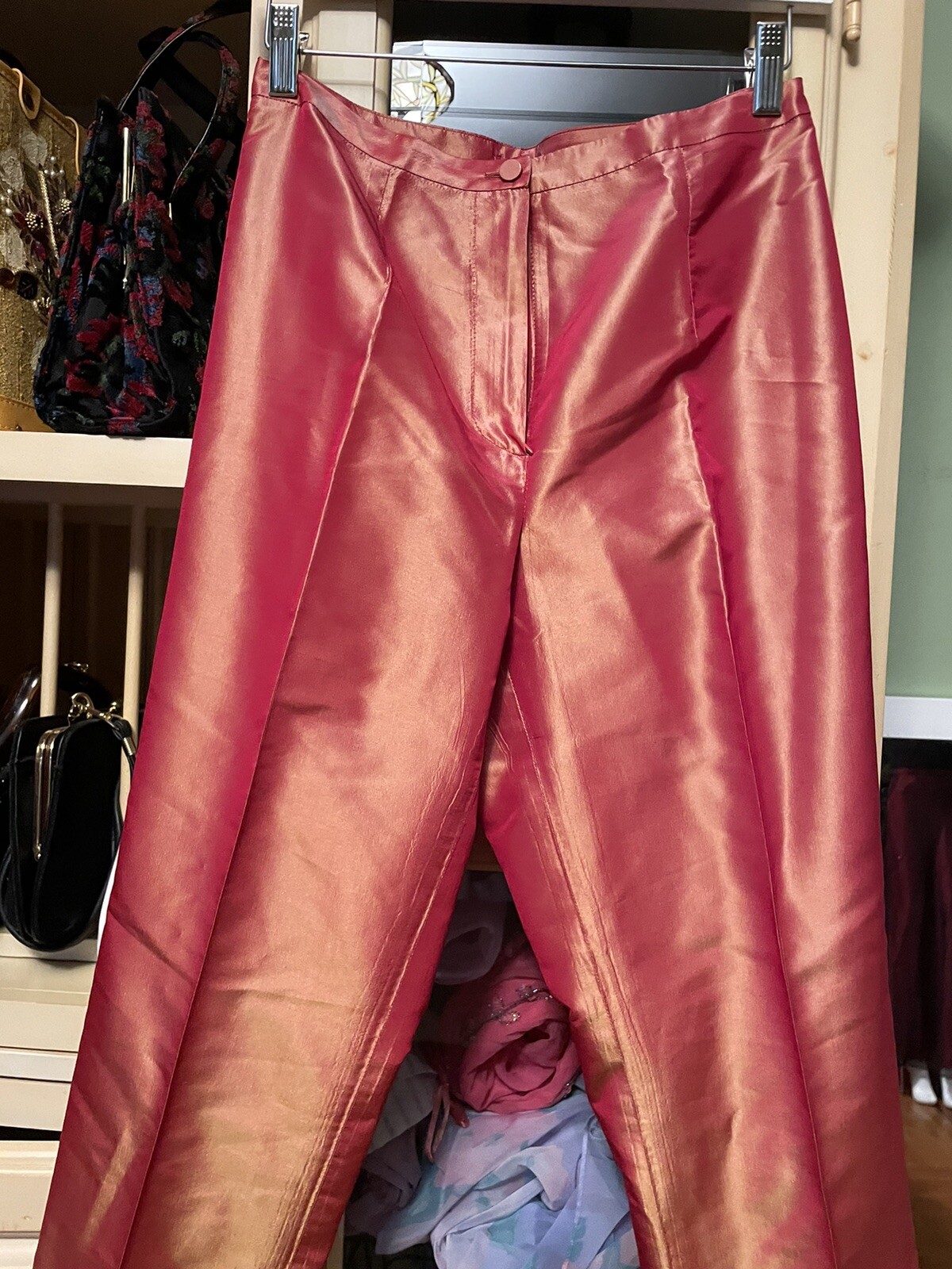 Vtg Paul VASSEUR French Silk Cocktail Party Wedding Pants Suit S 36