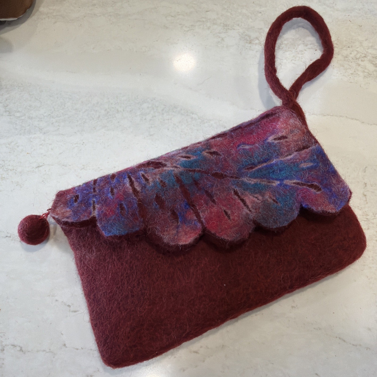 Vintage 100% Wool Handbag Clutch Wristlet Purse Handcrafted In Nepal