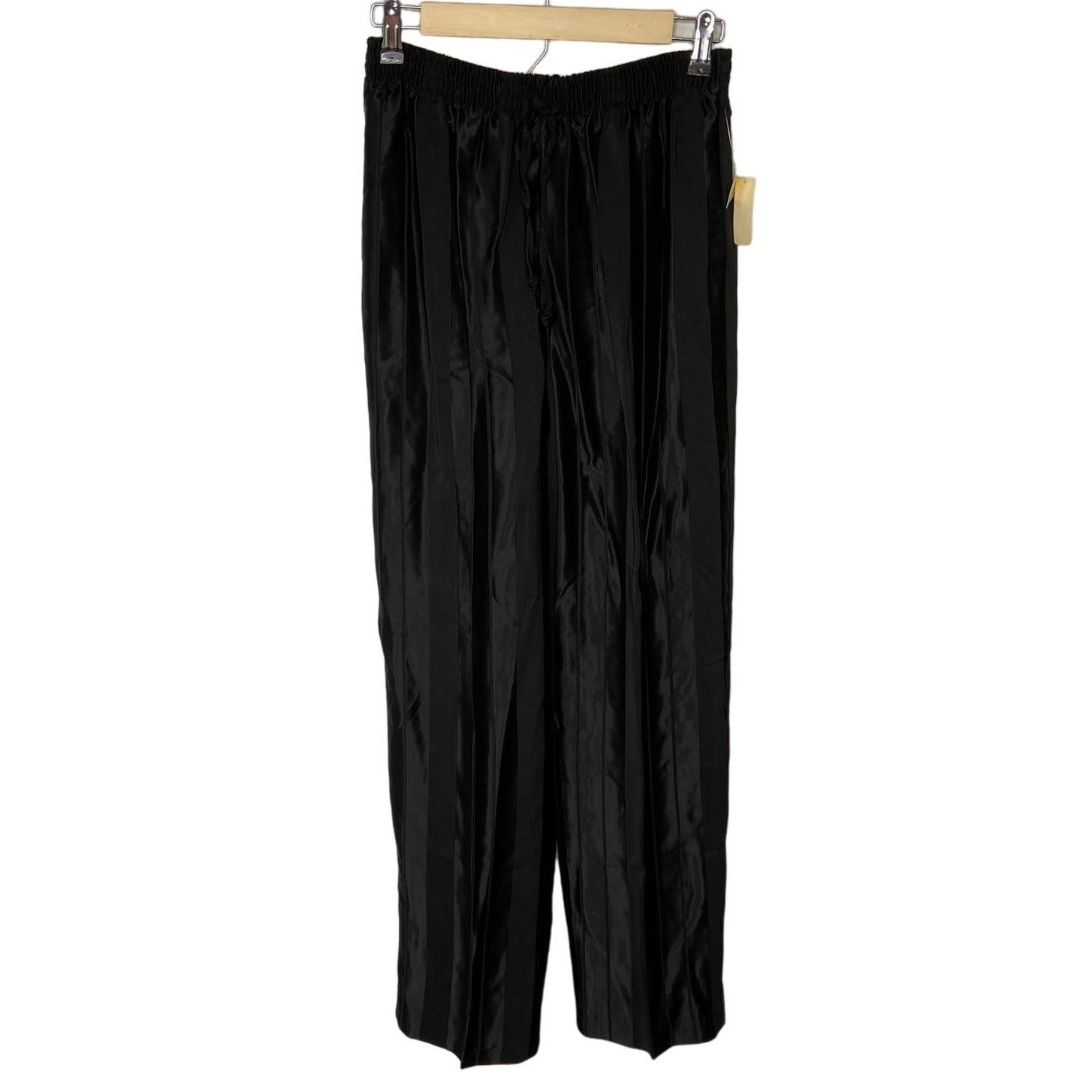Vintage Shiny Matte Stripe Black Stretch Waist Pants – Women’s Size M