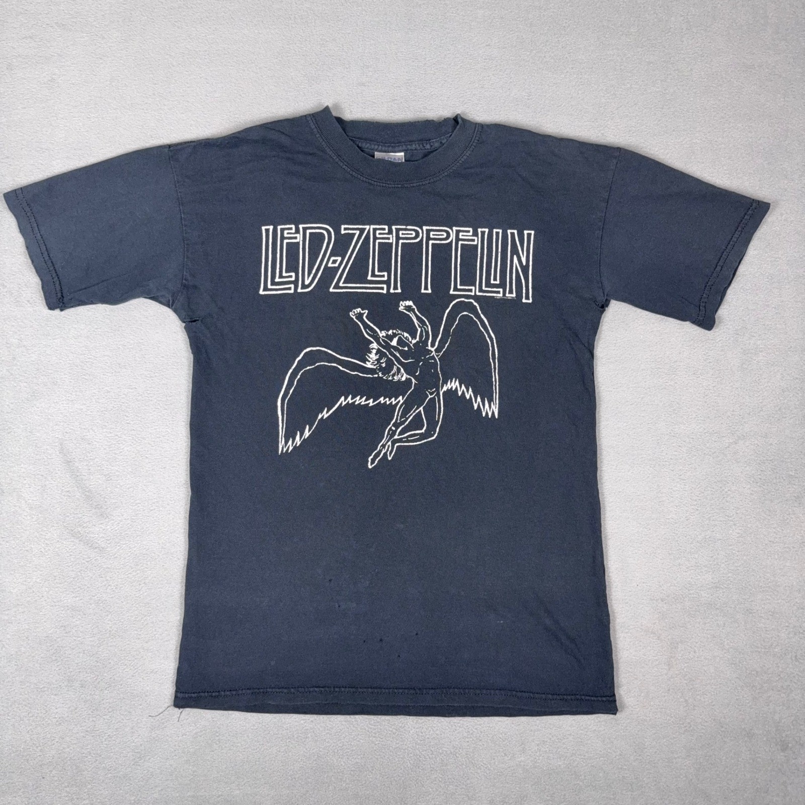 Led Zeppelin Swan Song Icarus Rock Band T-Shirt Black Heavyweight Cotton Mens M