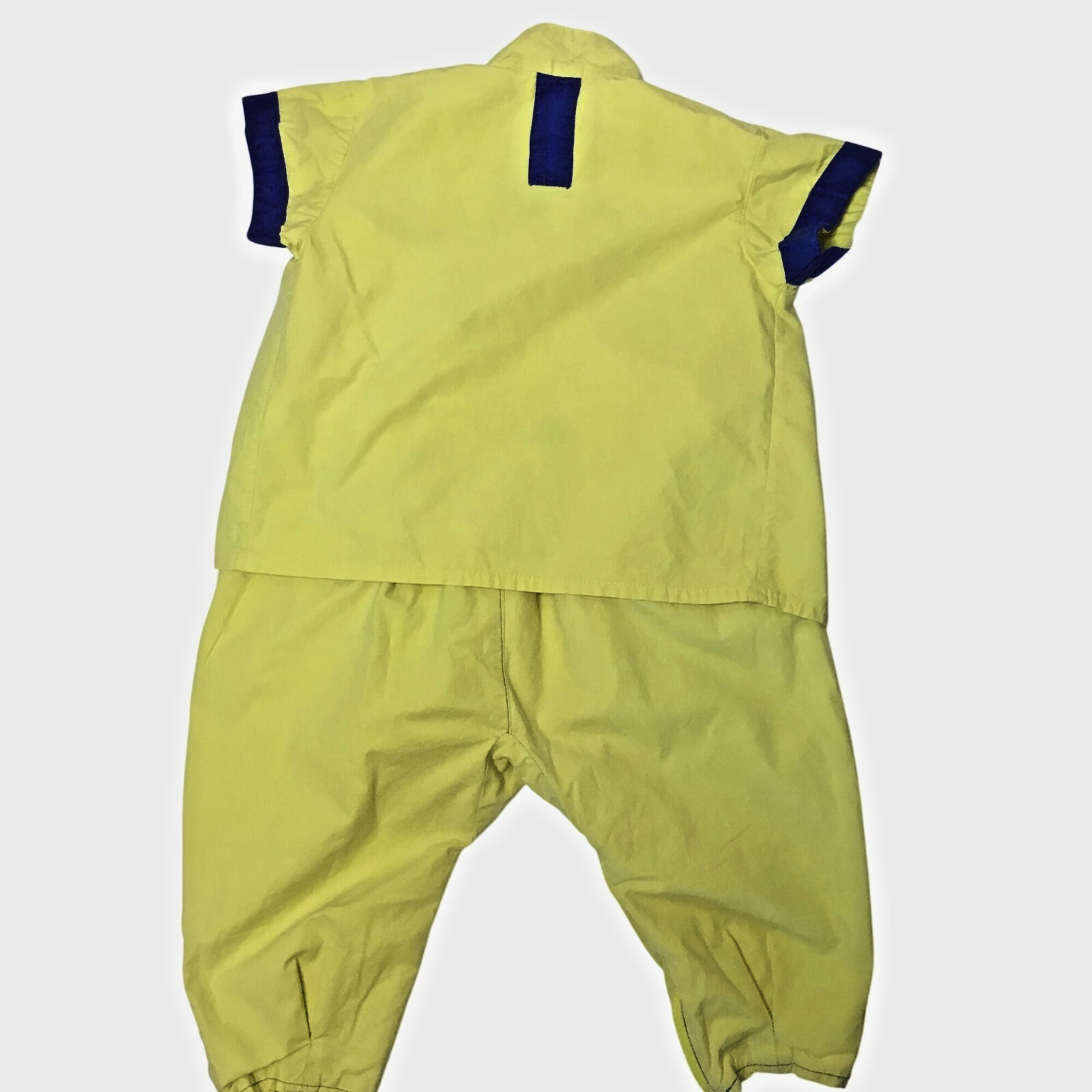 VTG KIDOKO Baby 2pc Romper Shirt Yellow Embroidered Patch Playset Korea18M VBC