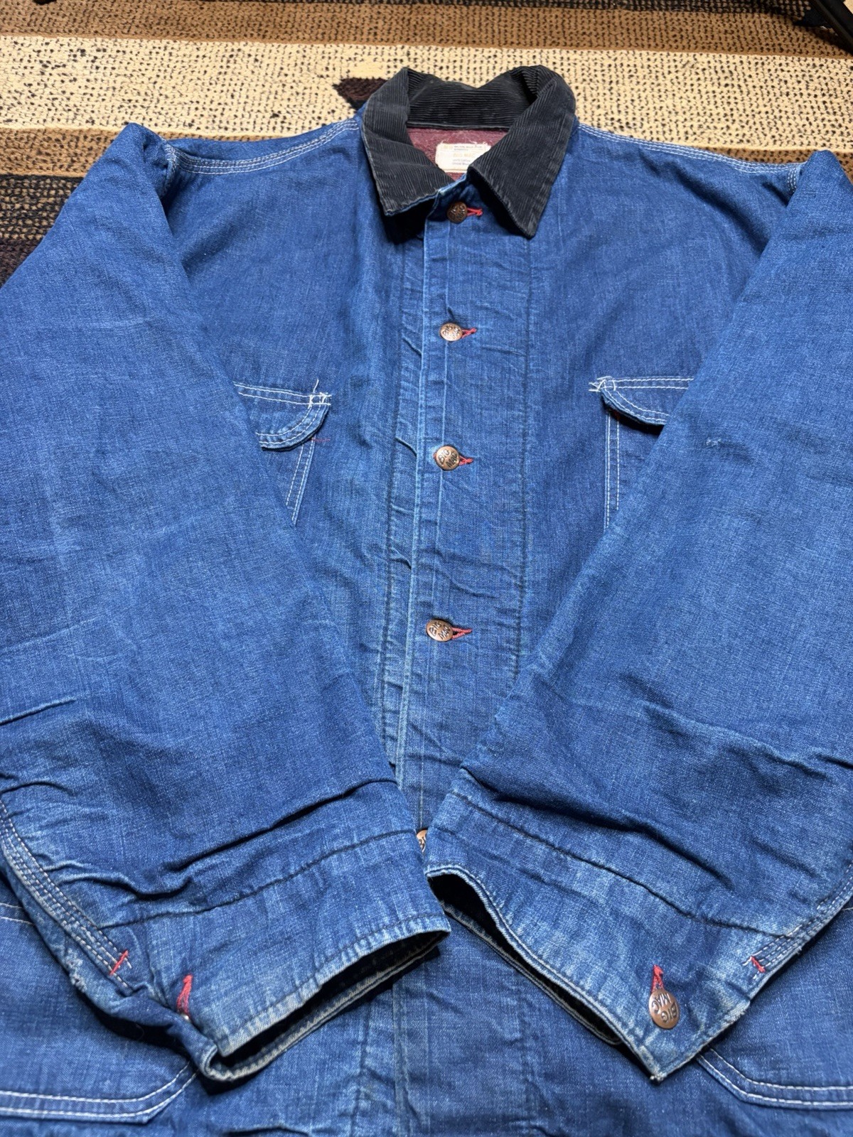 Vintage 60s Big Mac Sanforized Penneys Lined Denim Chore Coat Jacket Size XXL