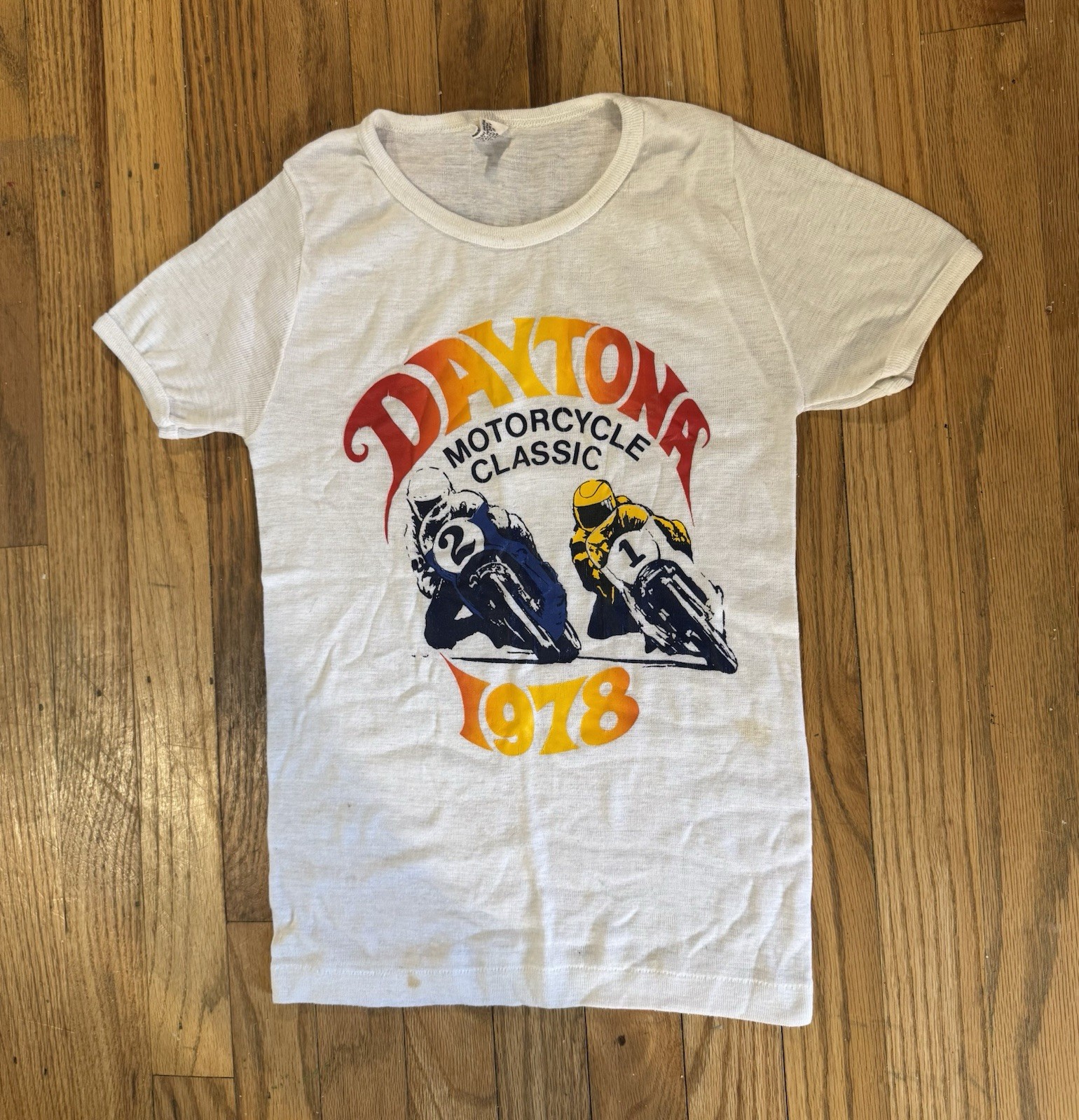 True Vintage 1978 Daytona Motorcycle Classic 70s Single Stitch Tee USA Made XS