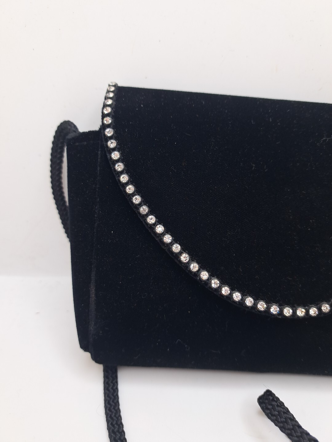 Vtg Black Velvet Purse Rhinestones Partners Mervyns Eveningwear Fancy