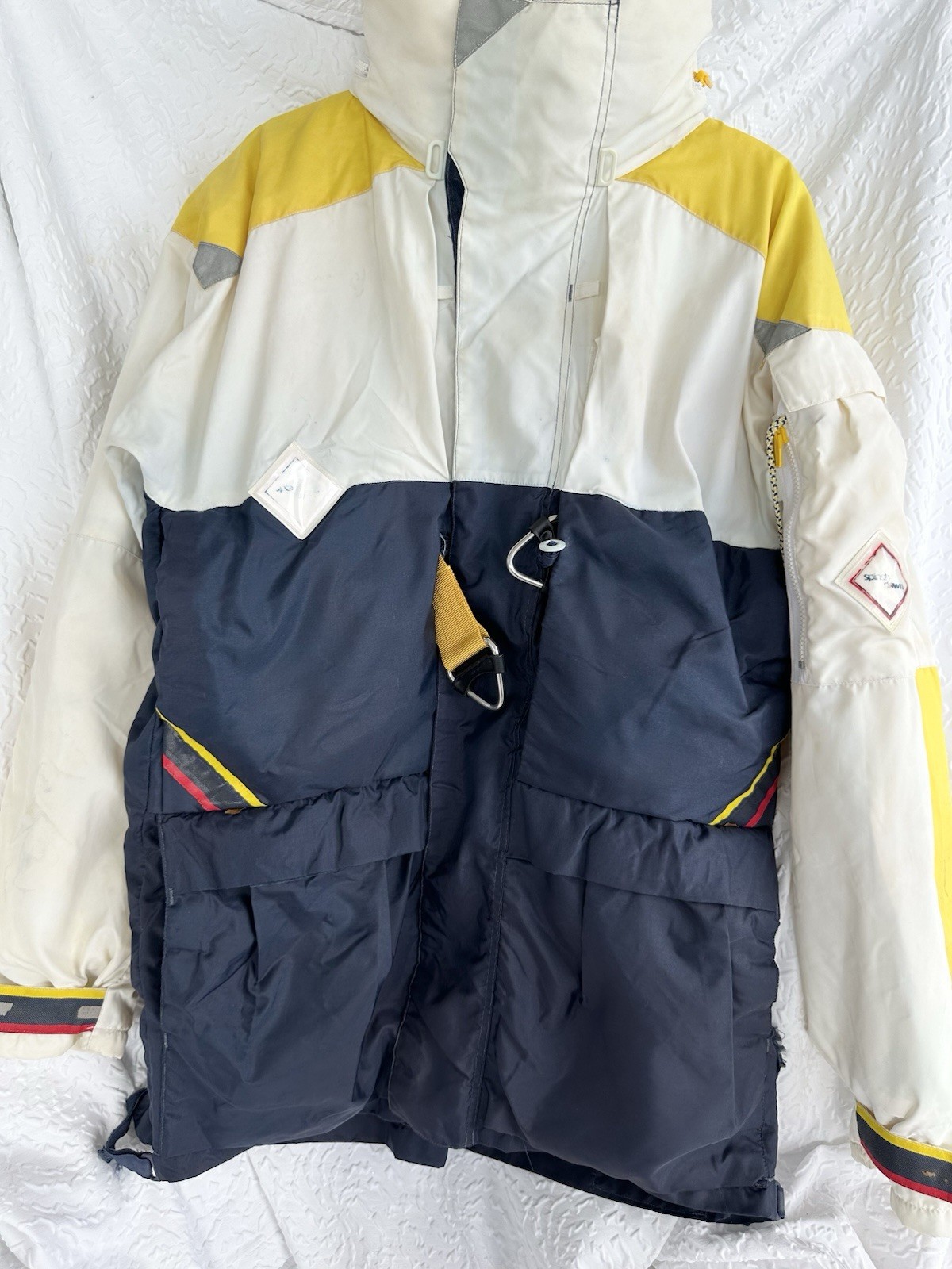 VTG 90s Men’s SAILING Jacket Medium White Blue Yellow WATERPROOF Made In ENGLAND