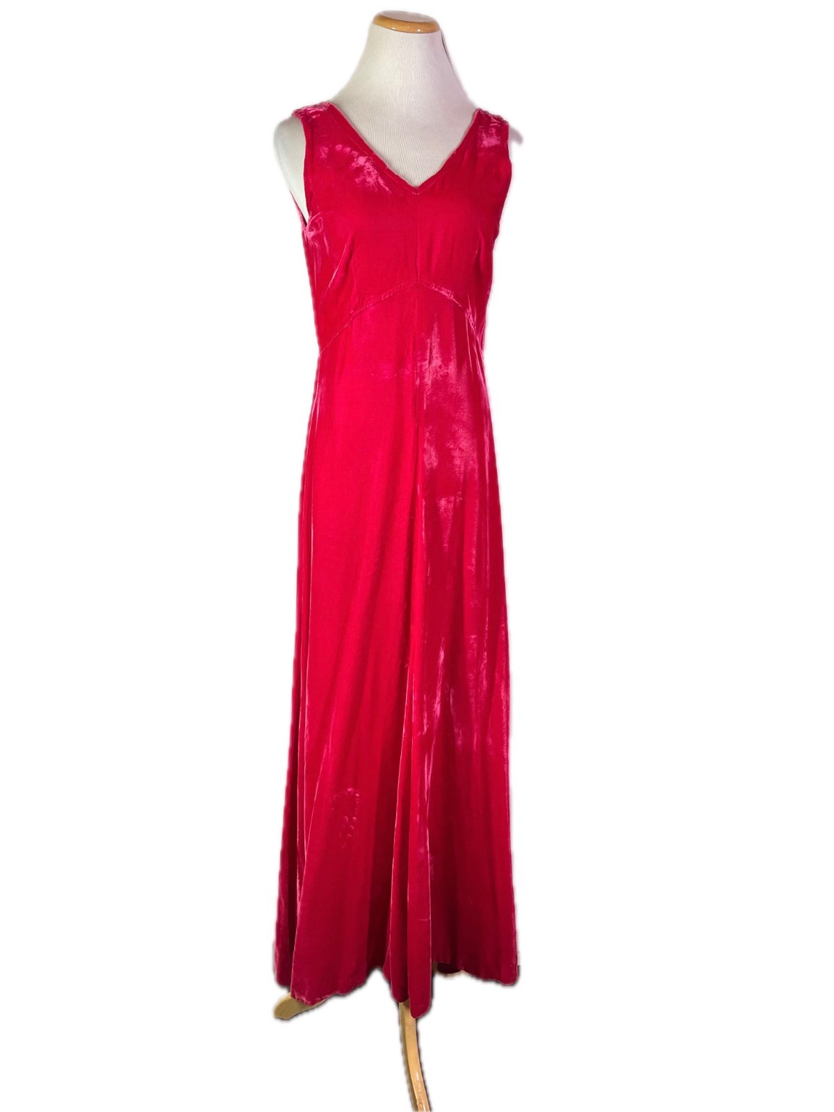 Vintage 1970s Homemade Maxi Dress Jacket Set Hot Pink Velvet Fits S
