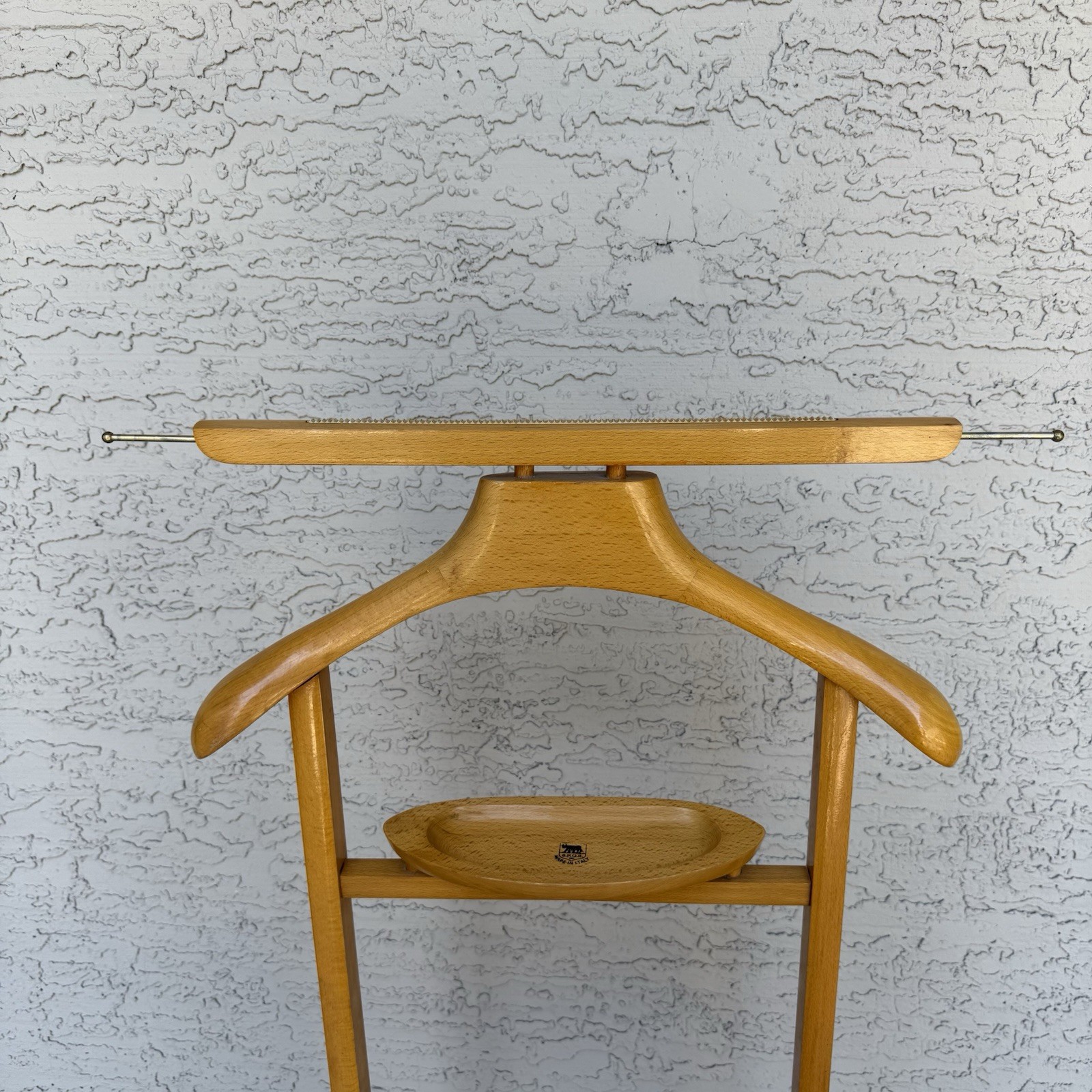 Vintage SPQR Butler Valet Made in Italy Wood Suit Stand Cufflink Tray