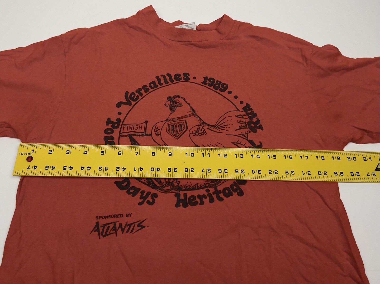 Versailles Poultry Days T-Shirt Atlantis 5K Run Orange Size Large Vintage