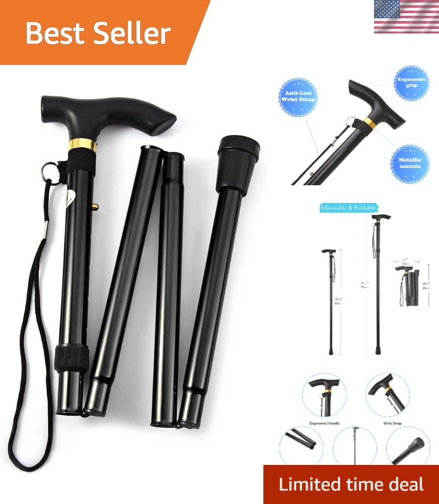 Travel-Friendly Adjustable Cane – Lightweight Folding Walking Stick 33-37 In