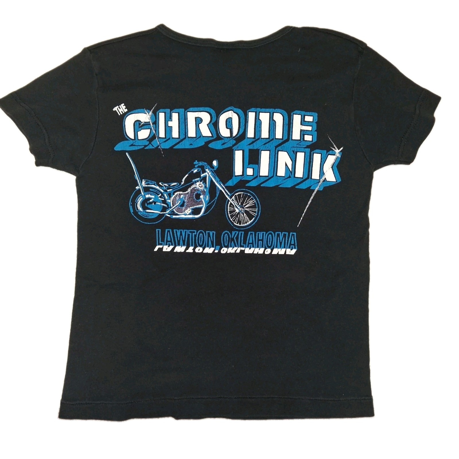 Vintage 1980’s Womens Baby Doll Biker Tee Hot Ride Chrome Link Lawton Ok Small