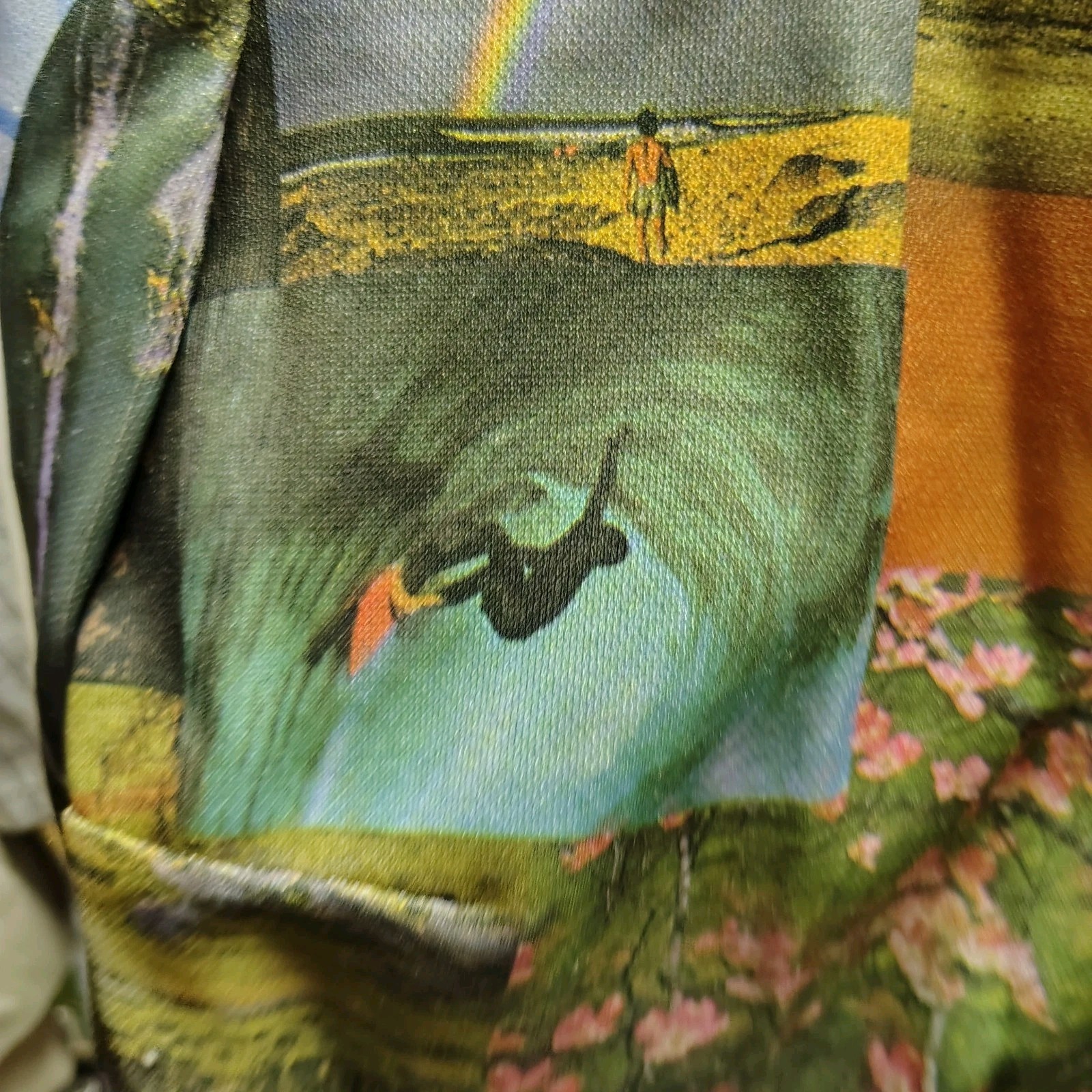Handmade VTG 1970s Multi Colored Patchwork Long Sleeve Button Up Western Surfing