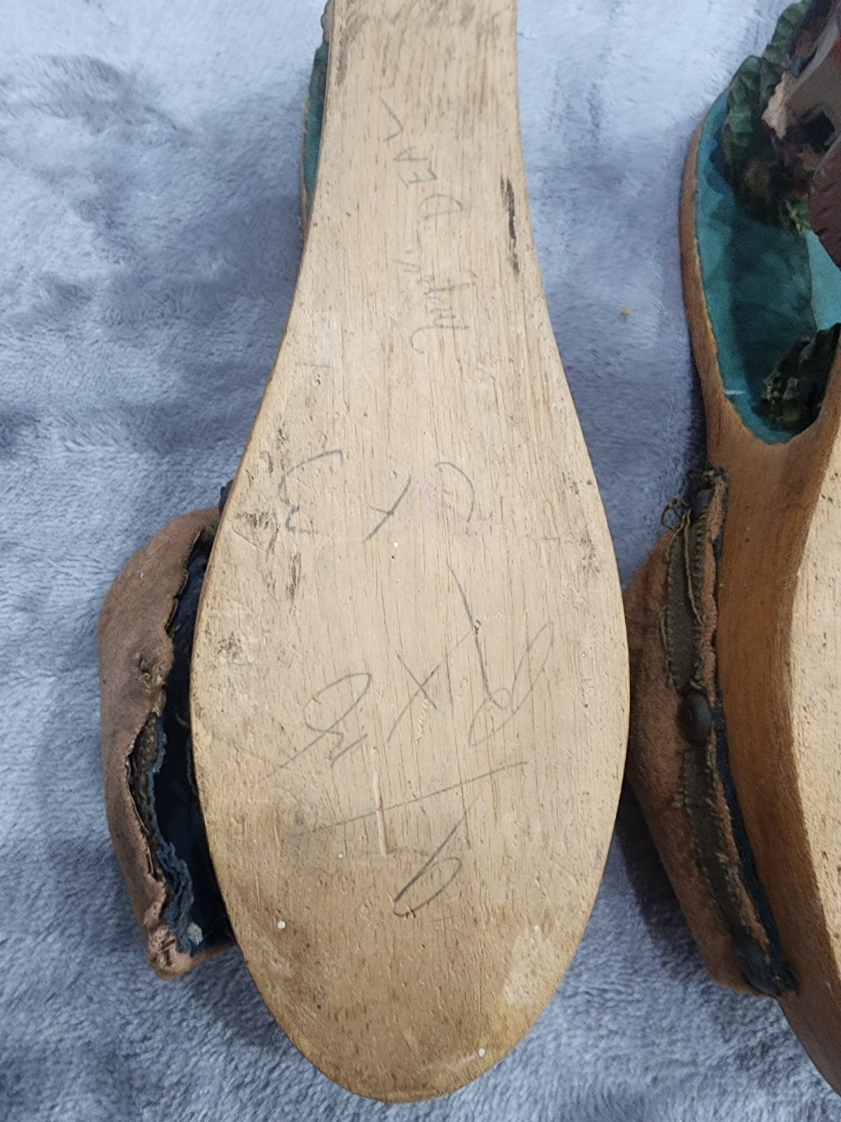 Vintage 1940s WWII Women’s Hand Carved/Painted Wooden Shoes Philippines