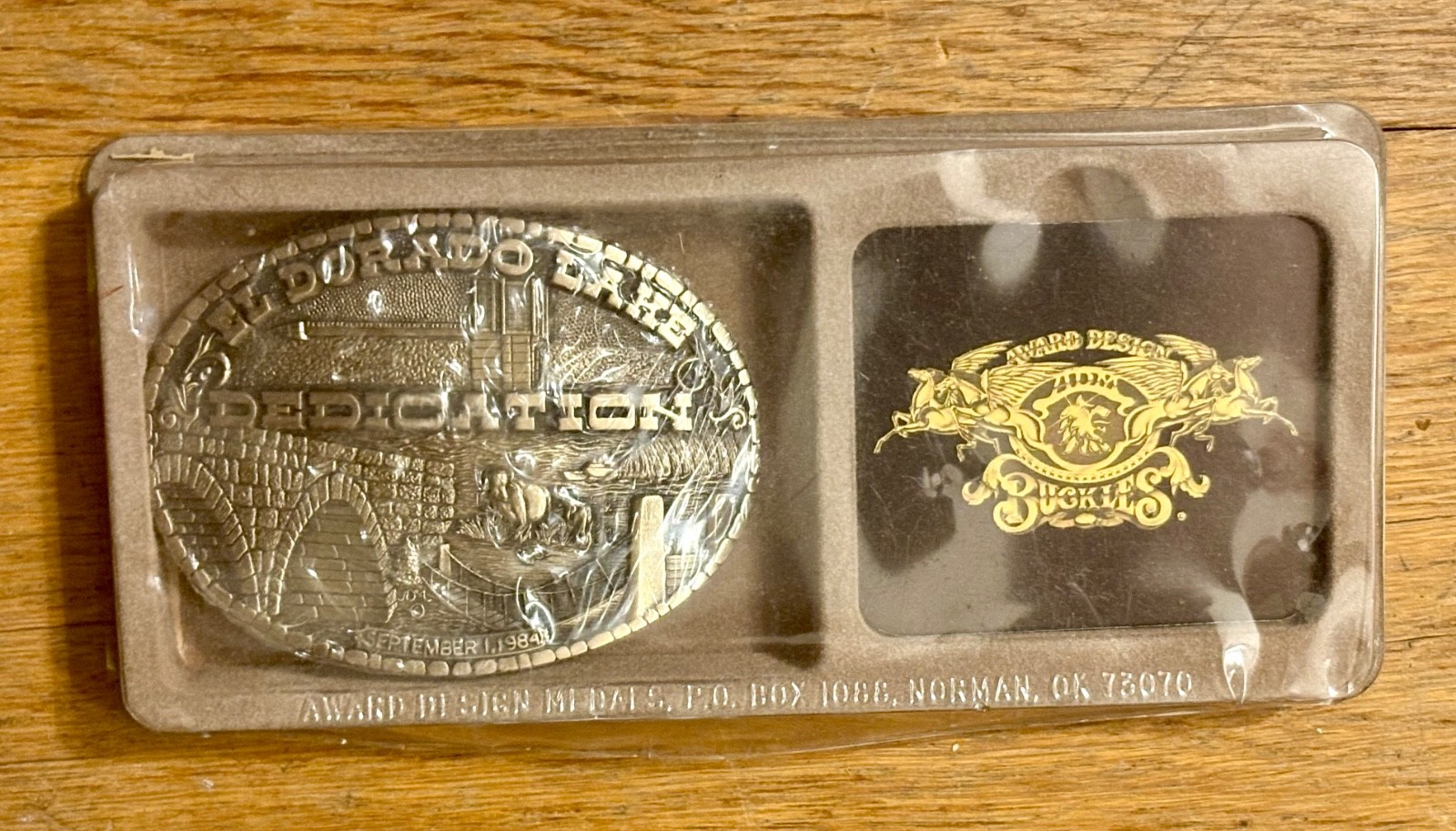 1984 El Dorado Lake Dedication Belt Buckle NIP Kansas #229
