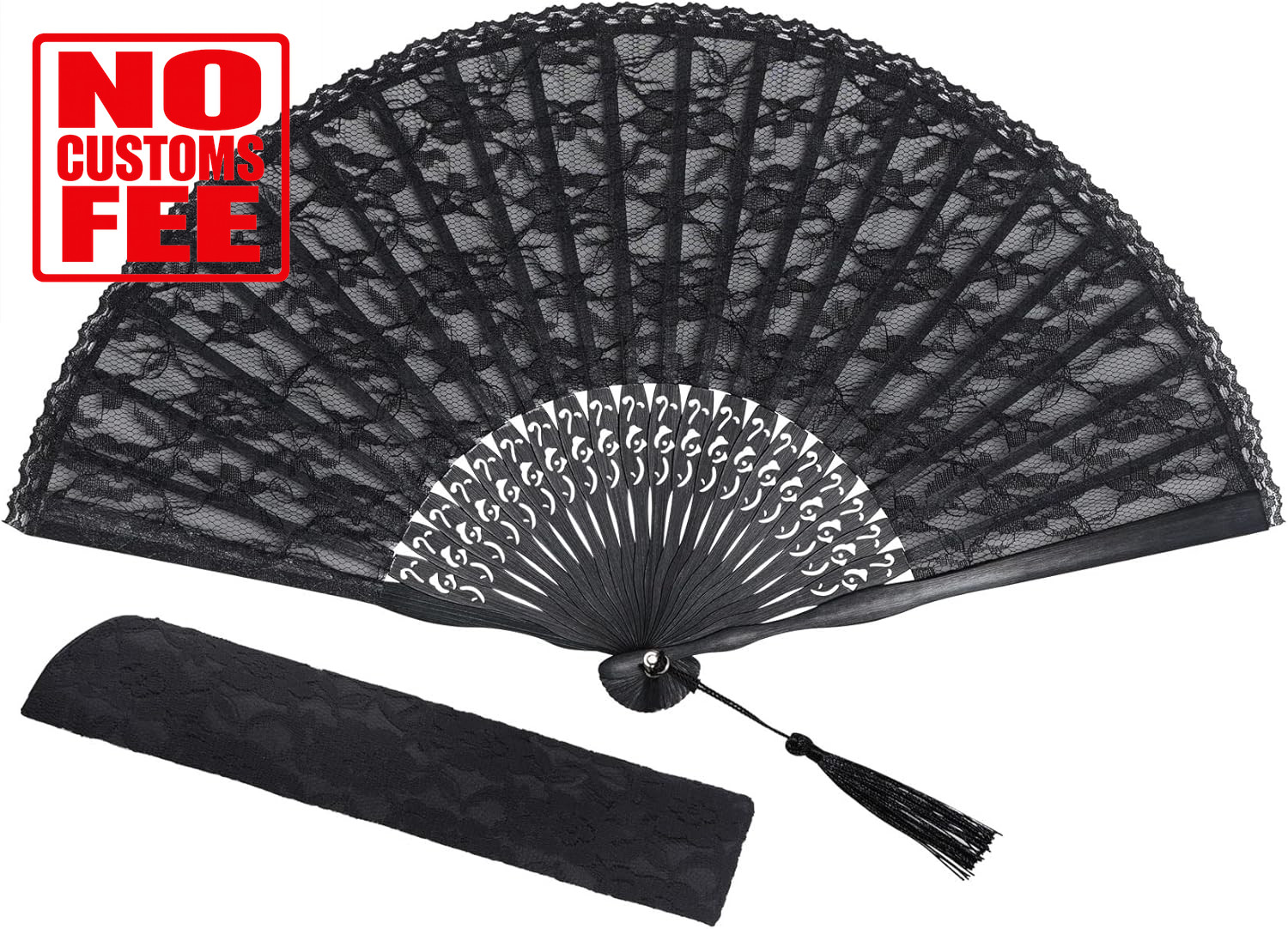 Lace Handheld Chinese Folding Fan Bamboo Silk Folding Fan for Women Wedding Deco