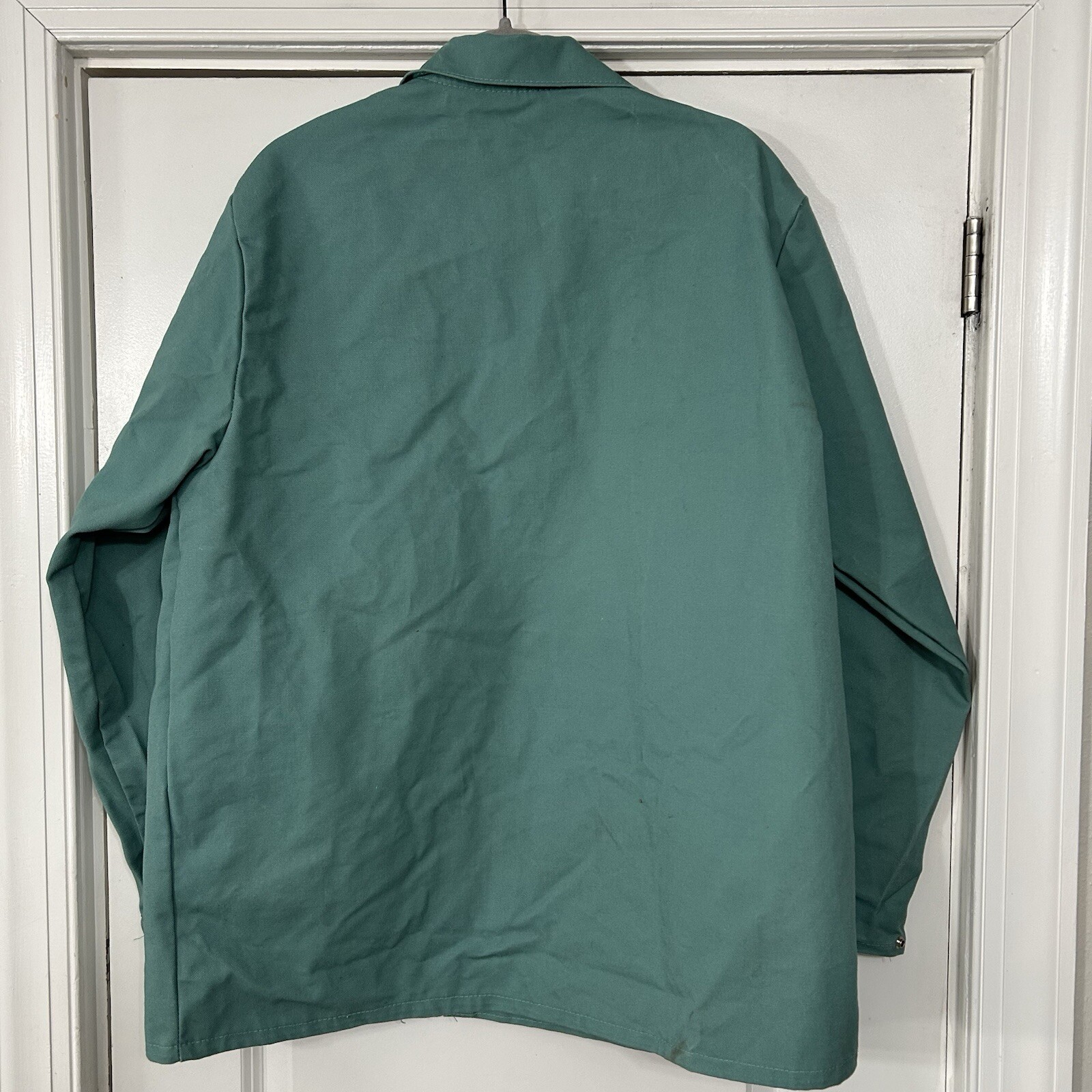 Vintage Welder Chore Jacket Men’s Large Drab Green Snap Button Work Wear Worn