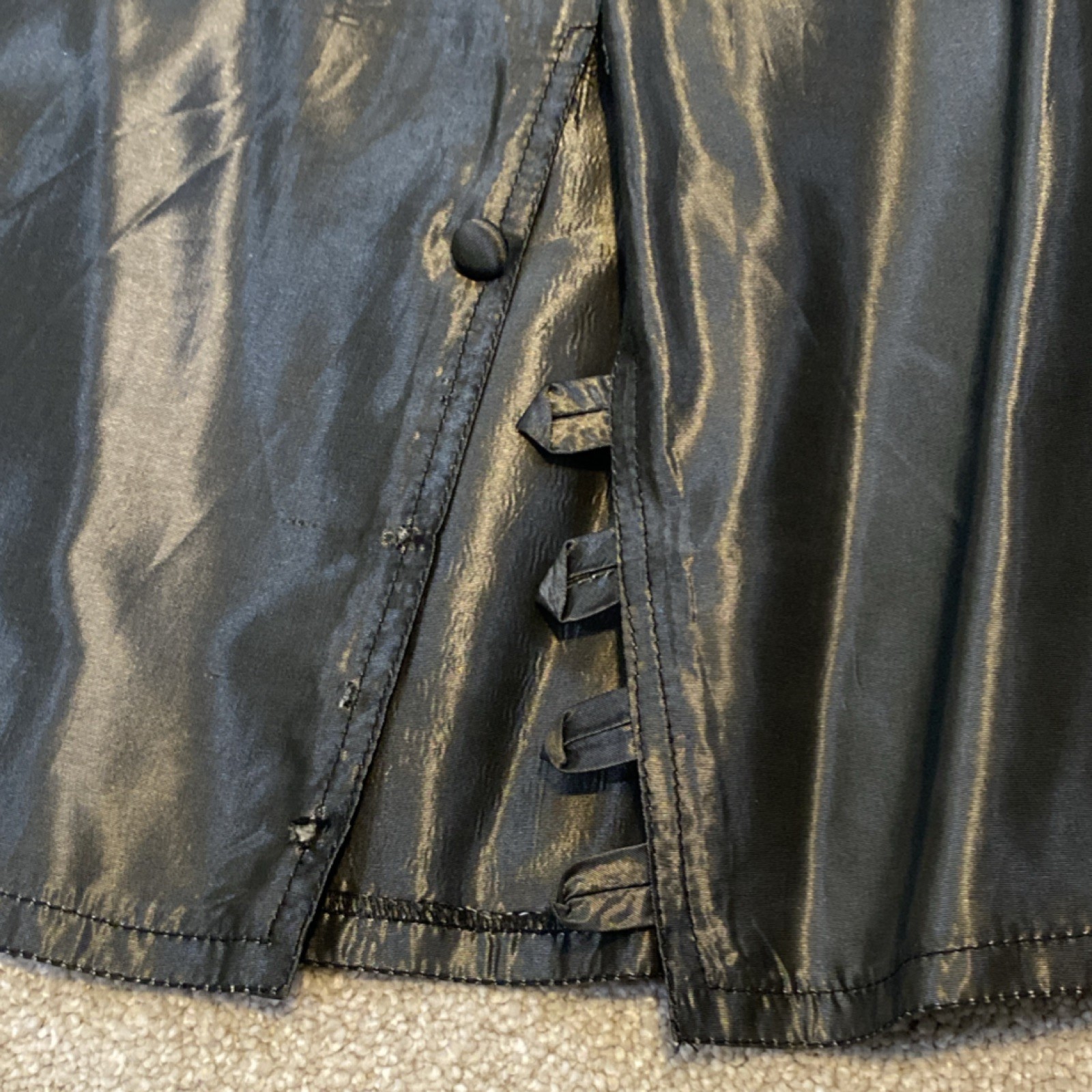 Vintage Two Piece Black Peplum Dress with Floral Embroidery and Ruffle Details