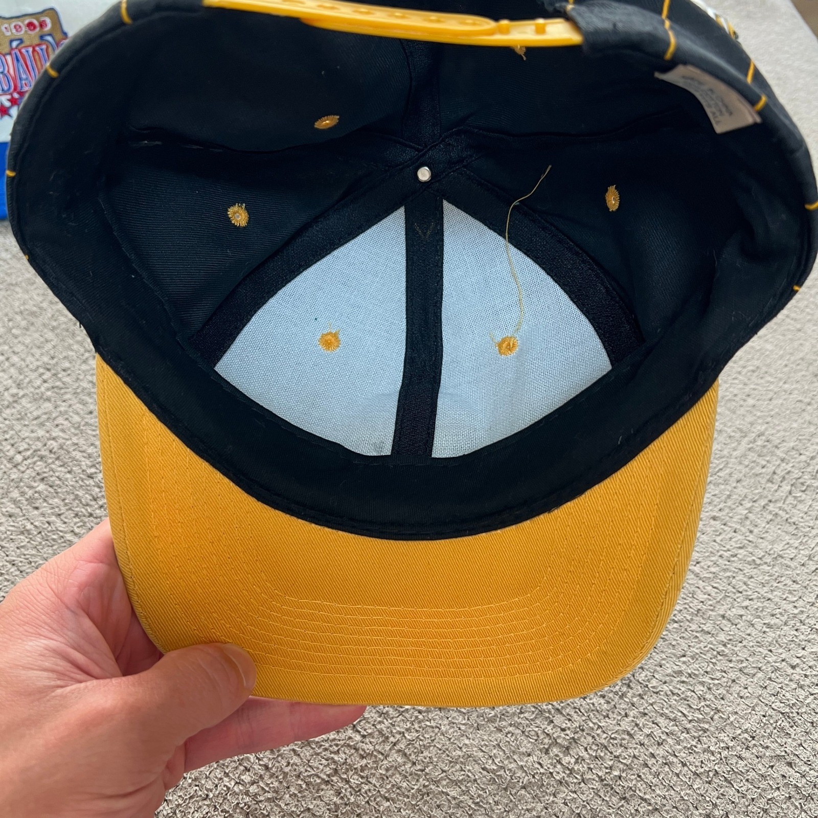 Vintage 1990s Jacksonville Jaguars Pinstripe Snapback Hat Black Gold NFL OSFA