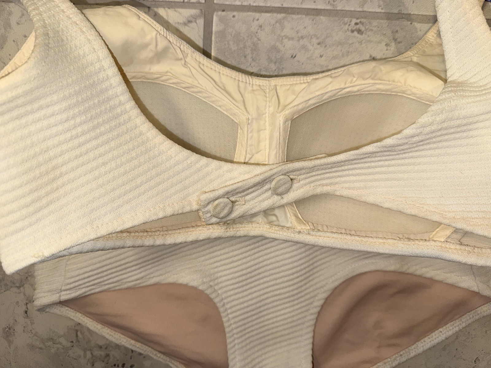 Vintage 60s 70s Roxanne White Textured Bikini Boyshort High Waist Size 12