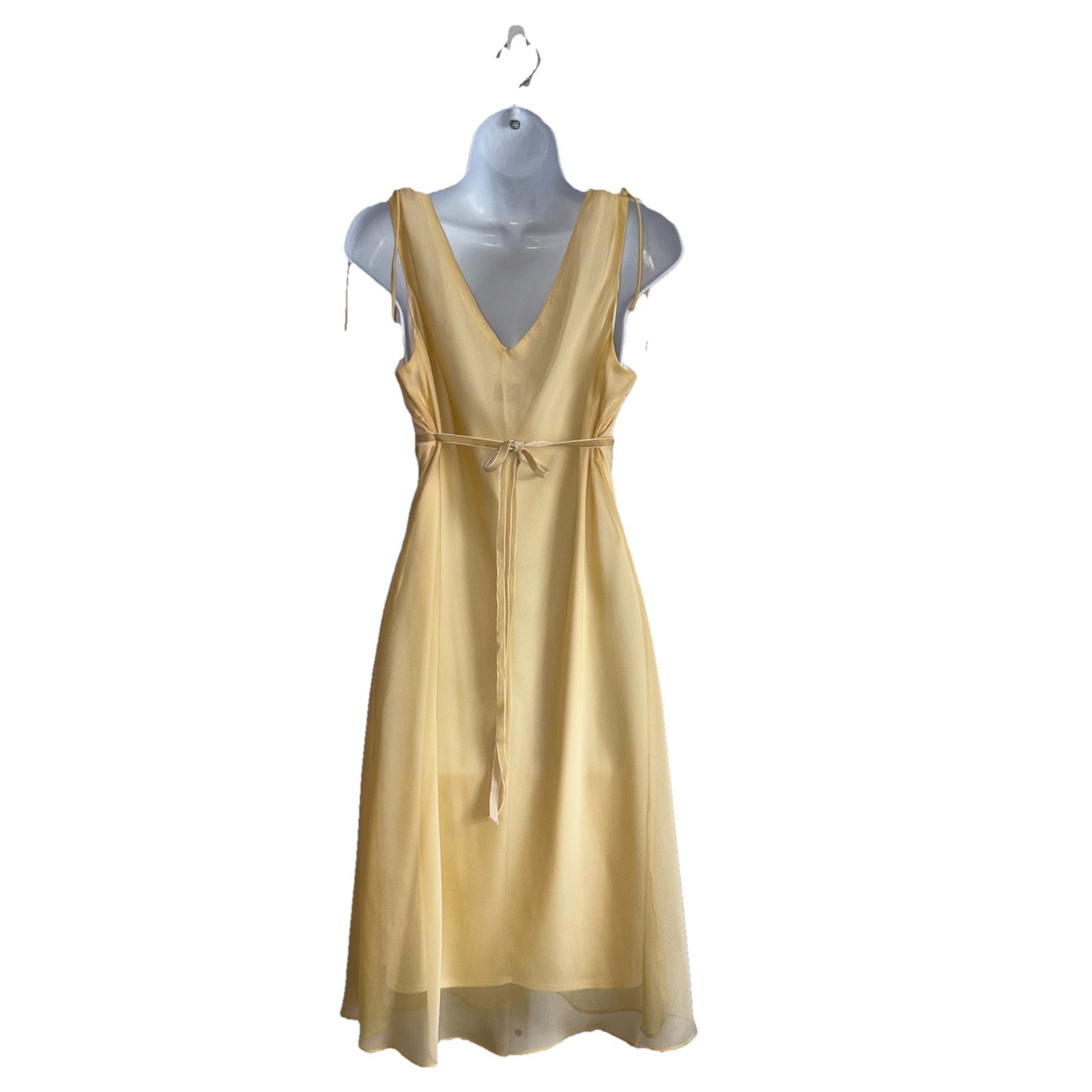 VTG Studio Y Yellow Chiffon Midi Tie Dress Size 13/14 Fairy Boho Ethereal Y2K