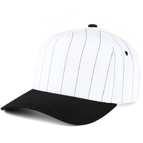 Two Tone Vintage Canvas Snapback Hats Pinstripe – Black/White