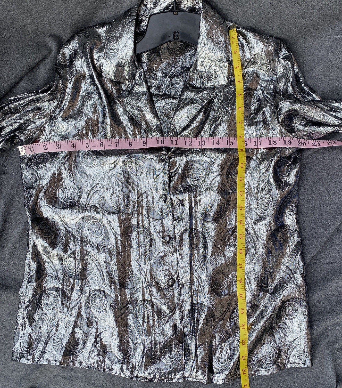 Vintage 80’s Metallic Silver Buttonup Lloyd Williams Size 8 Disco Glam Rock