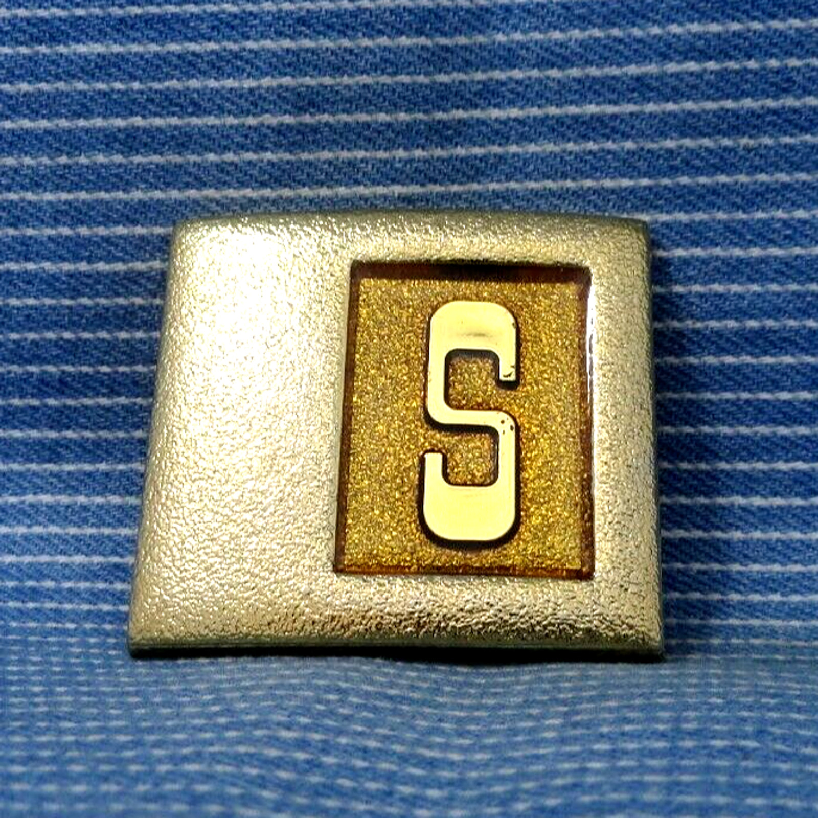 S Dress Belt Buckle Initial S Business Casual Monogram Vtg 80s Lee NY USA.TYC762