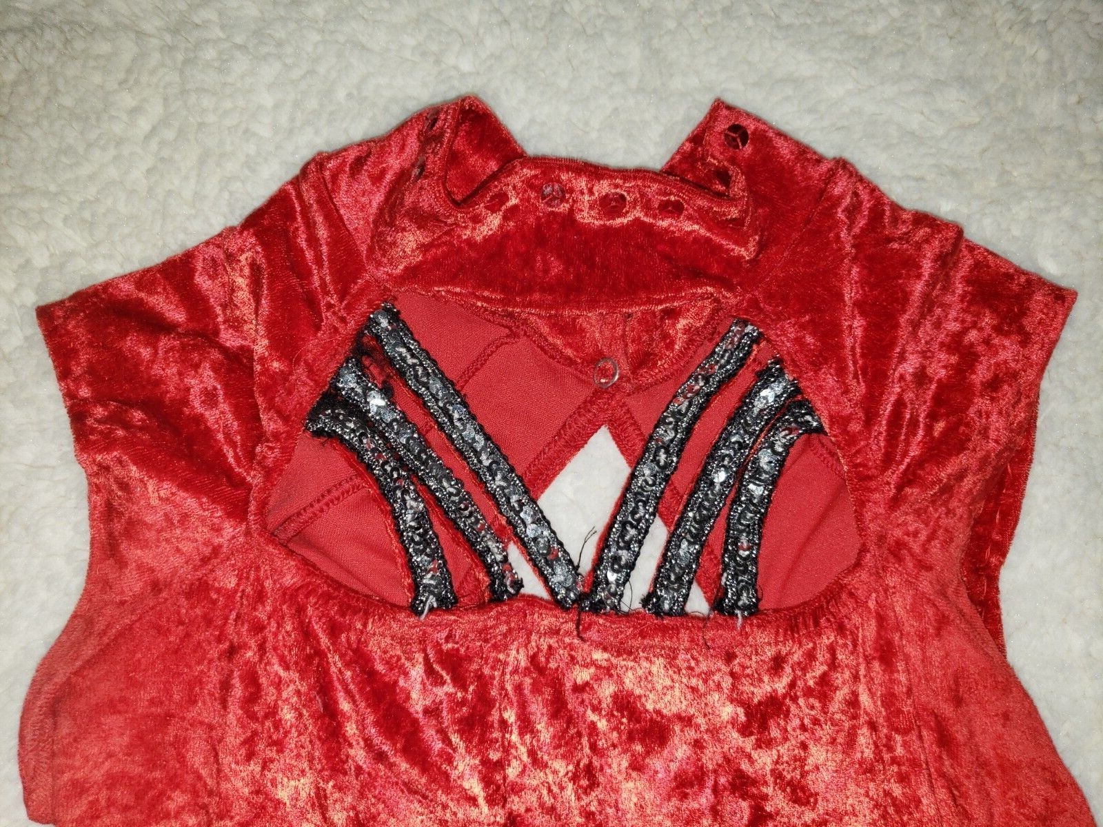 Vintage Performa Dancewear Glittering Red Velvet Tasseled Dress Made in USA