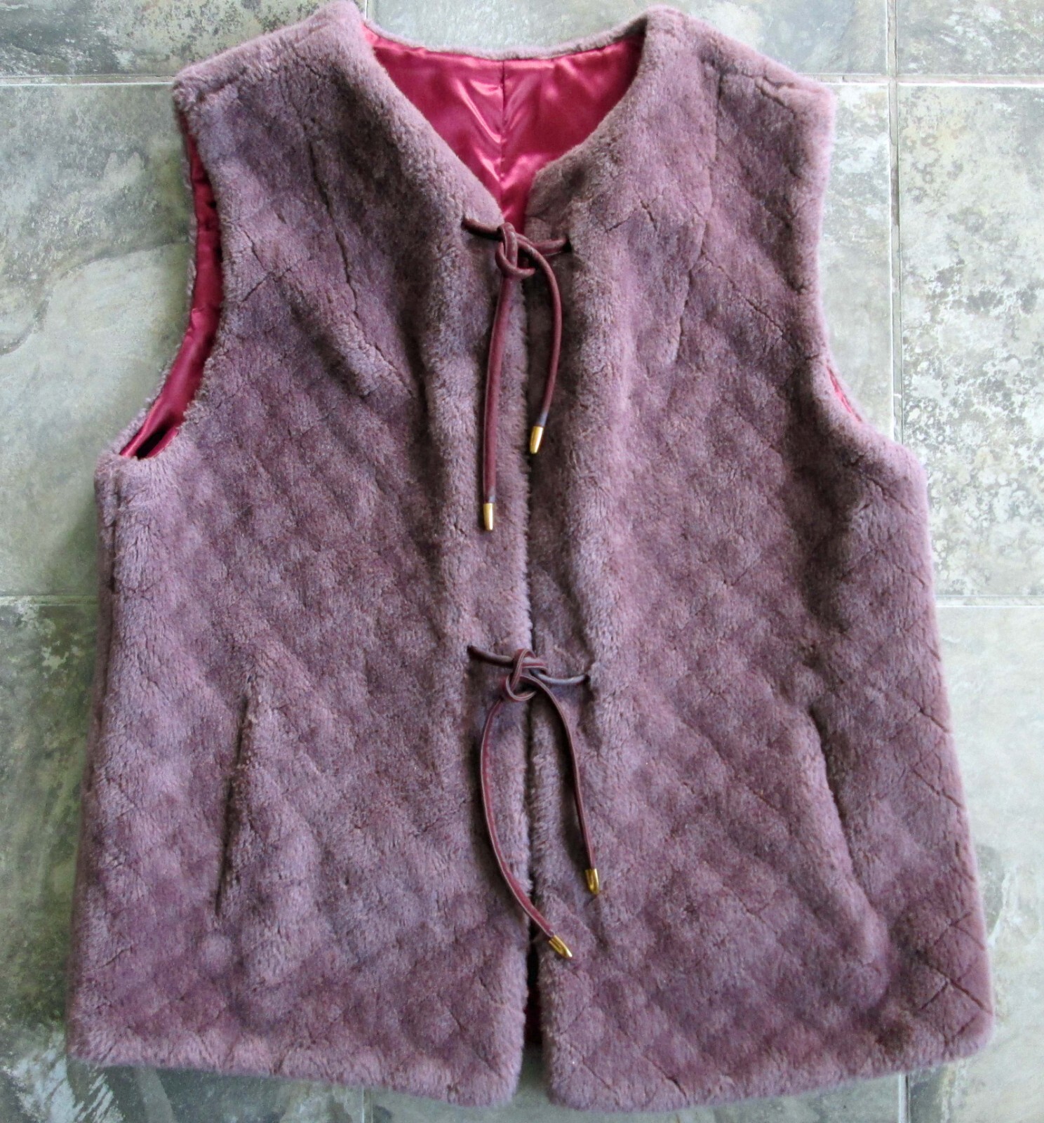 Vintage Versailles Hillmoor Women’s Vest 10 Medium Faux Fur Purple Hippy Boho