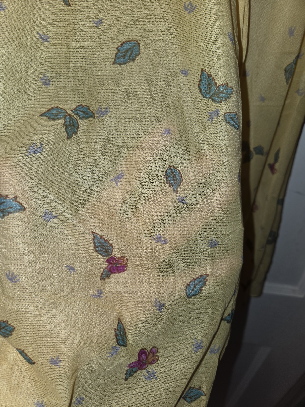 True Vintage 70’s Yellow Chiffon Midi Dress. Floral. Off Shoulder Blousan. XS
