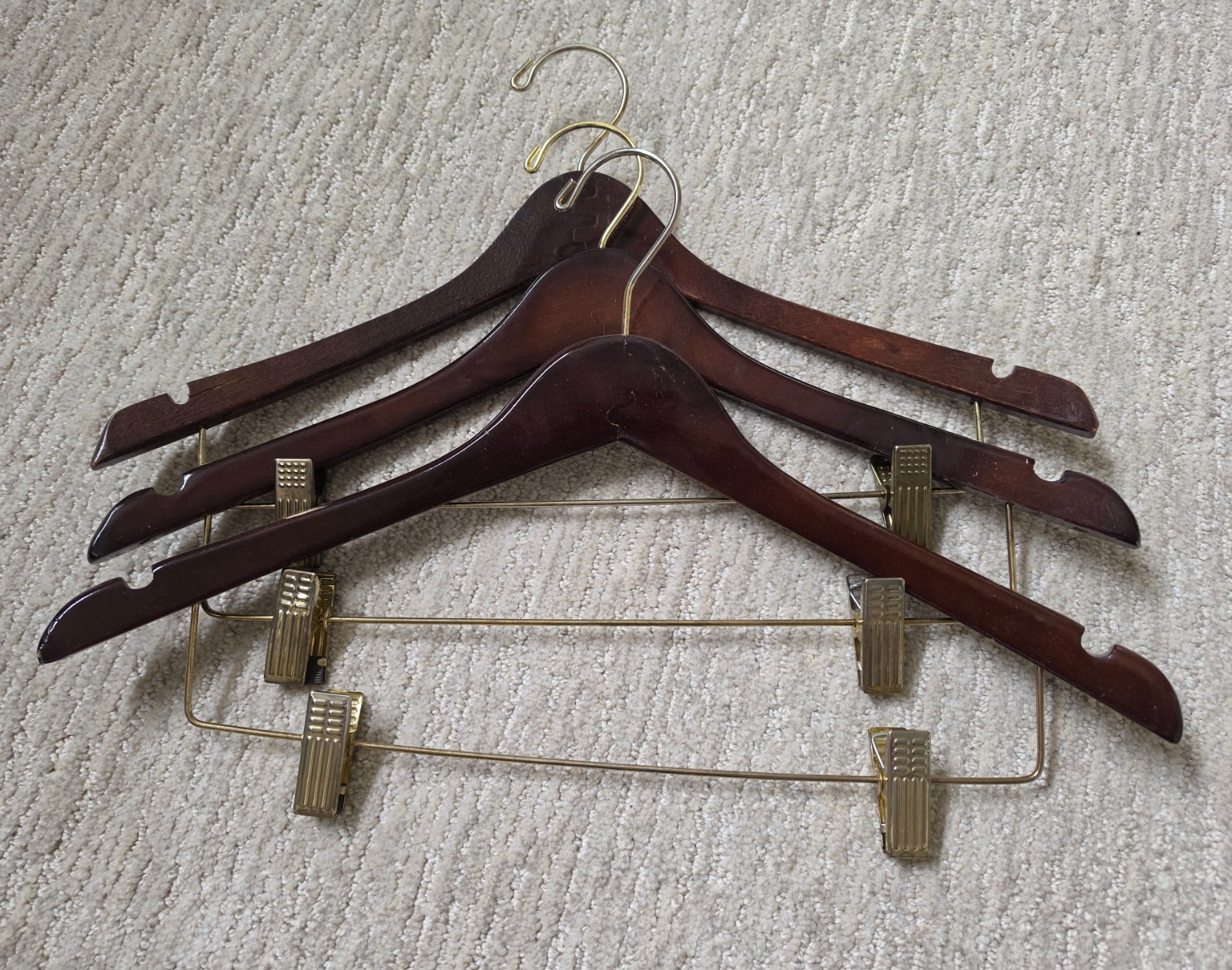 8 Vintage Handiform walnut finished pant coat suit jacket clothes hangers 60s,70