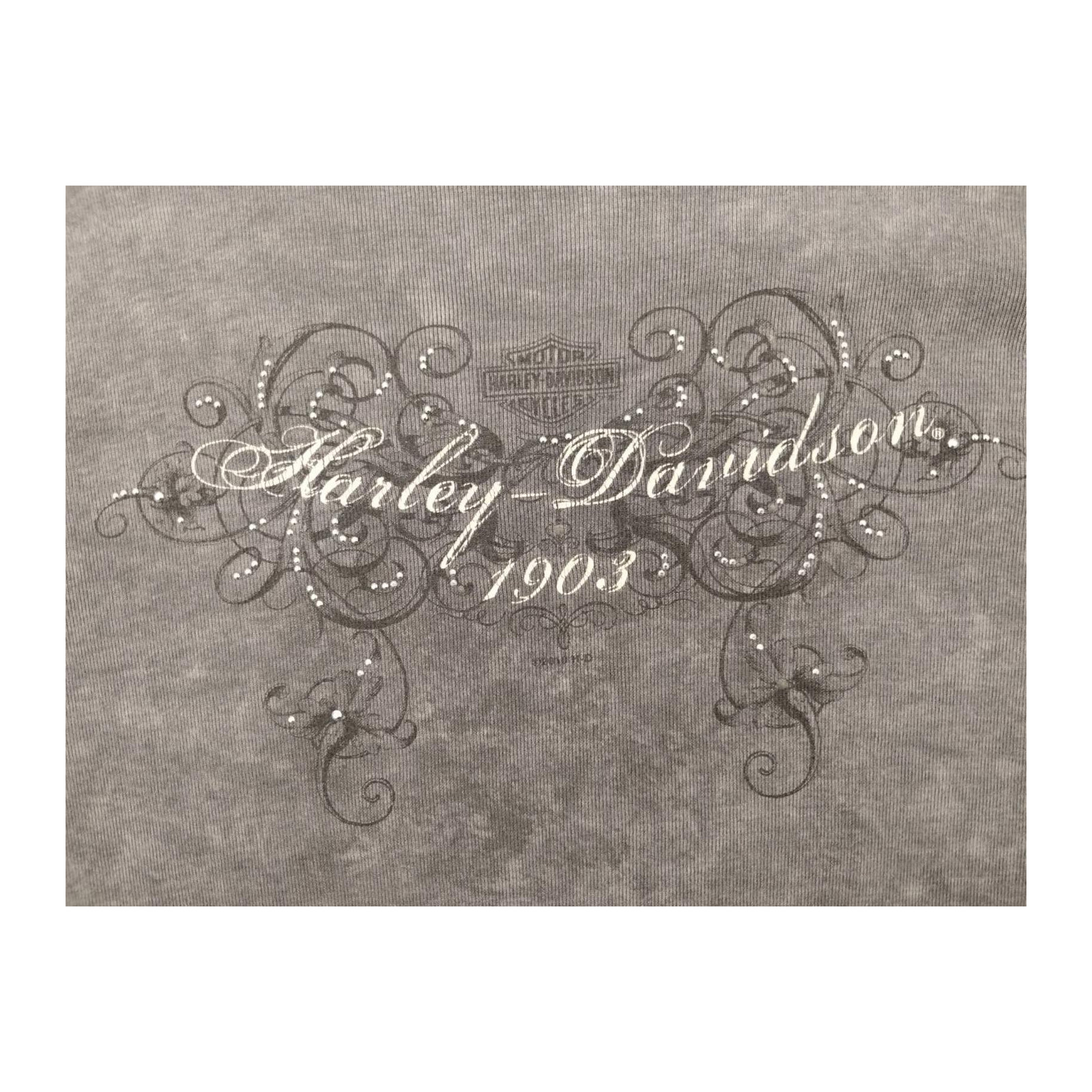 Harley Davidson Y2K Filigree Logo Long Sleeve T Shirt Grey 2XL