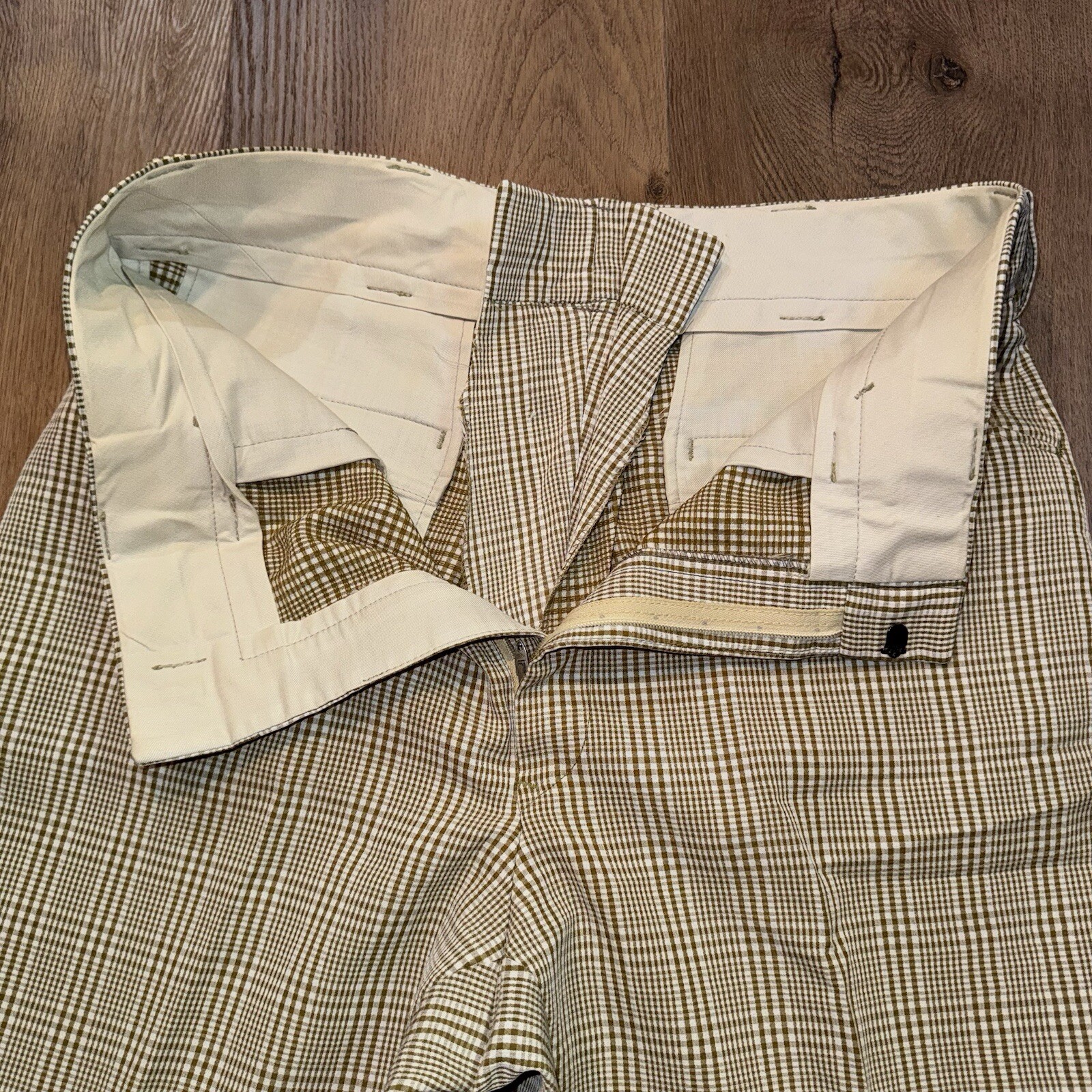 1960s Pants Mens Vtg 60s Madmen Rat pack Disco Plaid Polyester Mod MCM 35 27