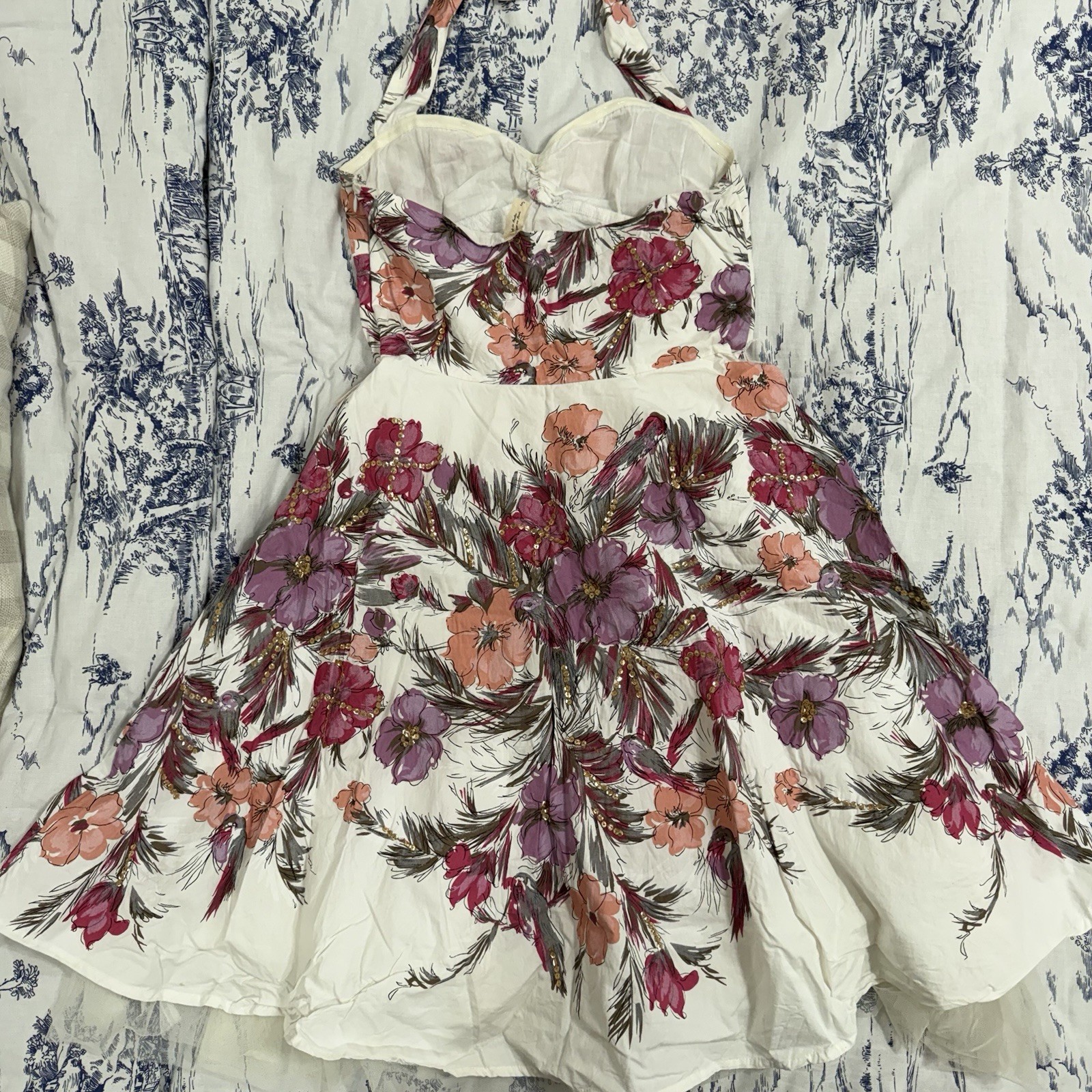 Guess Floral Sundress White Purple Pink Casual Dress Size 5 Regular