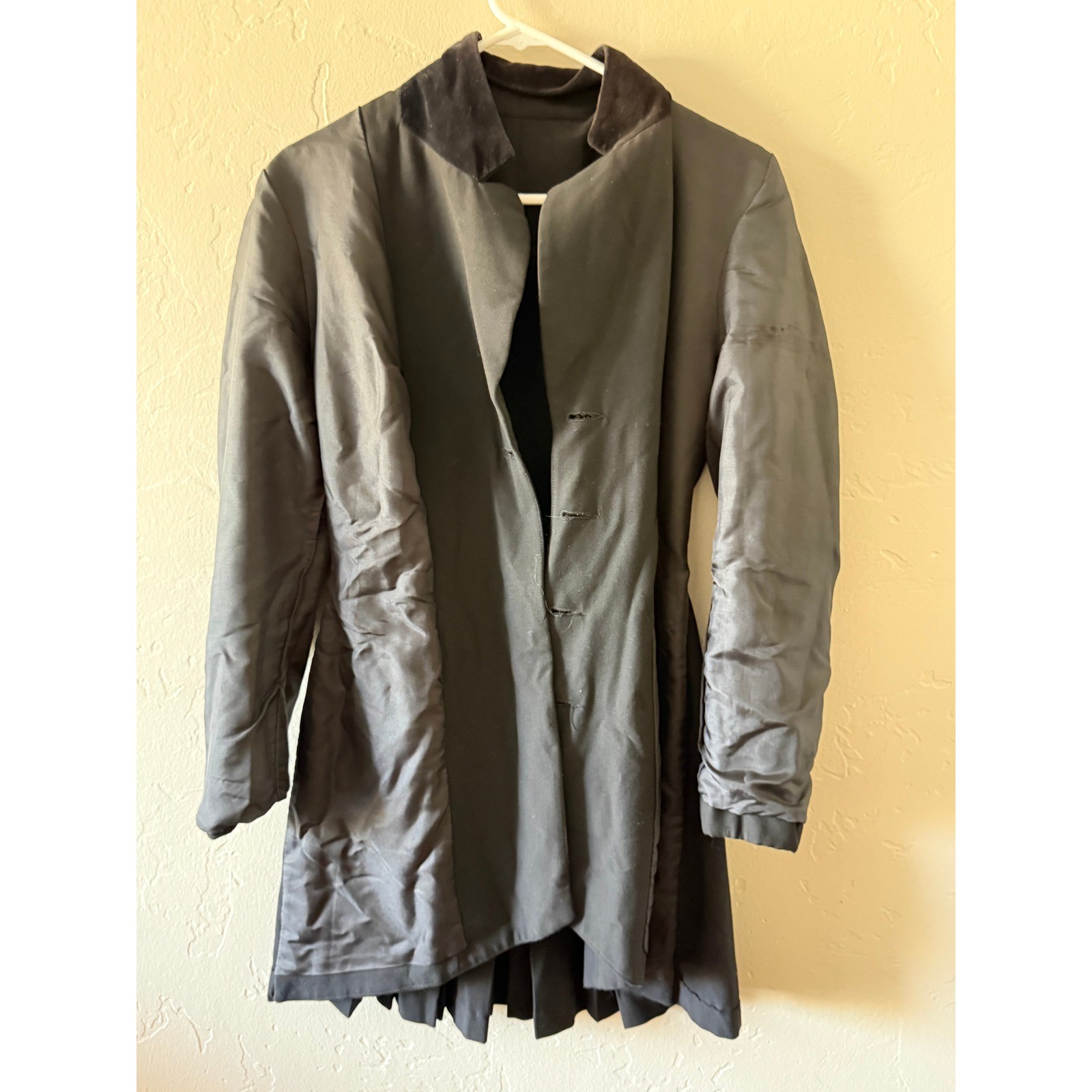 Vintage Black Double Breasted Riding Blazer Coat Made In England Tuxedo Jacket