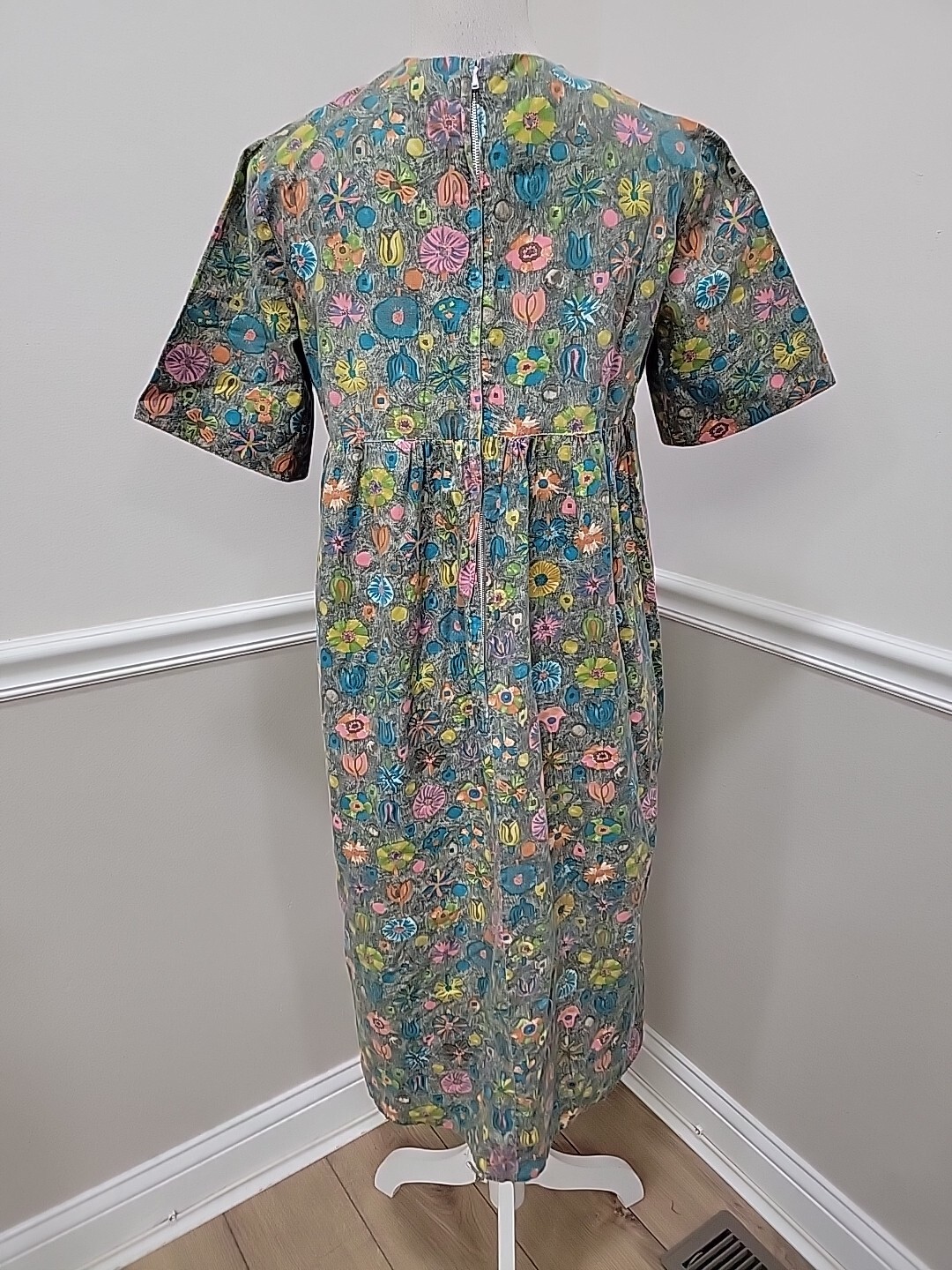 Vtg 45 s Princess Peggy Cotton Dress DEADSTOCK Floral
