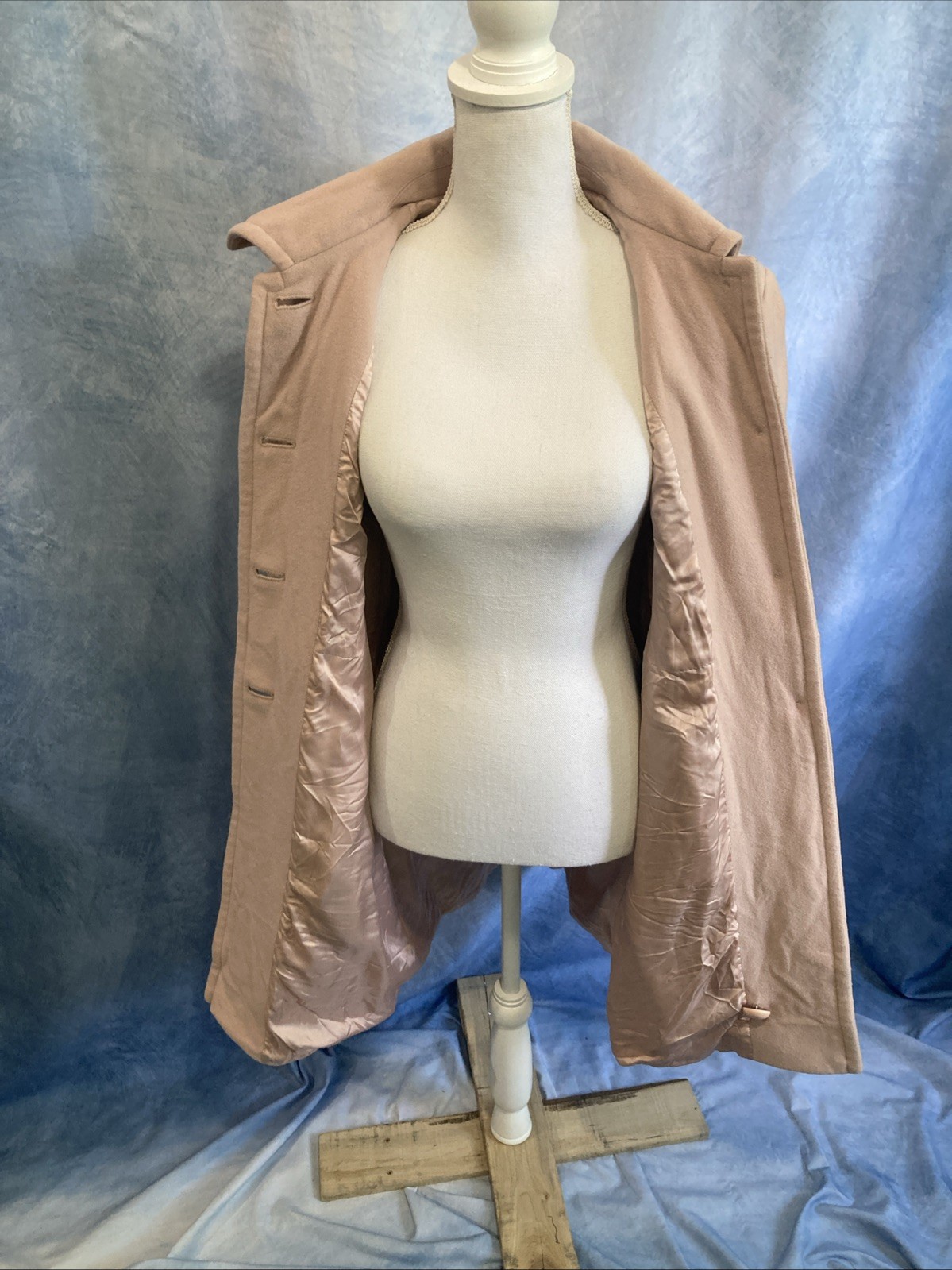 Vtg 90s Y2K Enzo Angiolini Wool Cashmere Blend Pink Walking Coat Jacket Sz 10 S