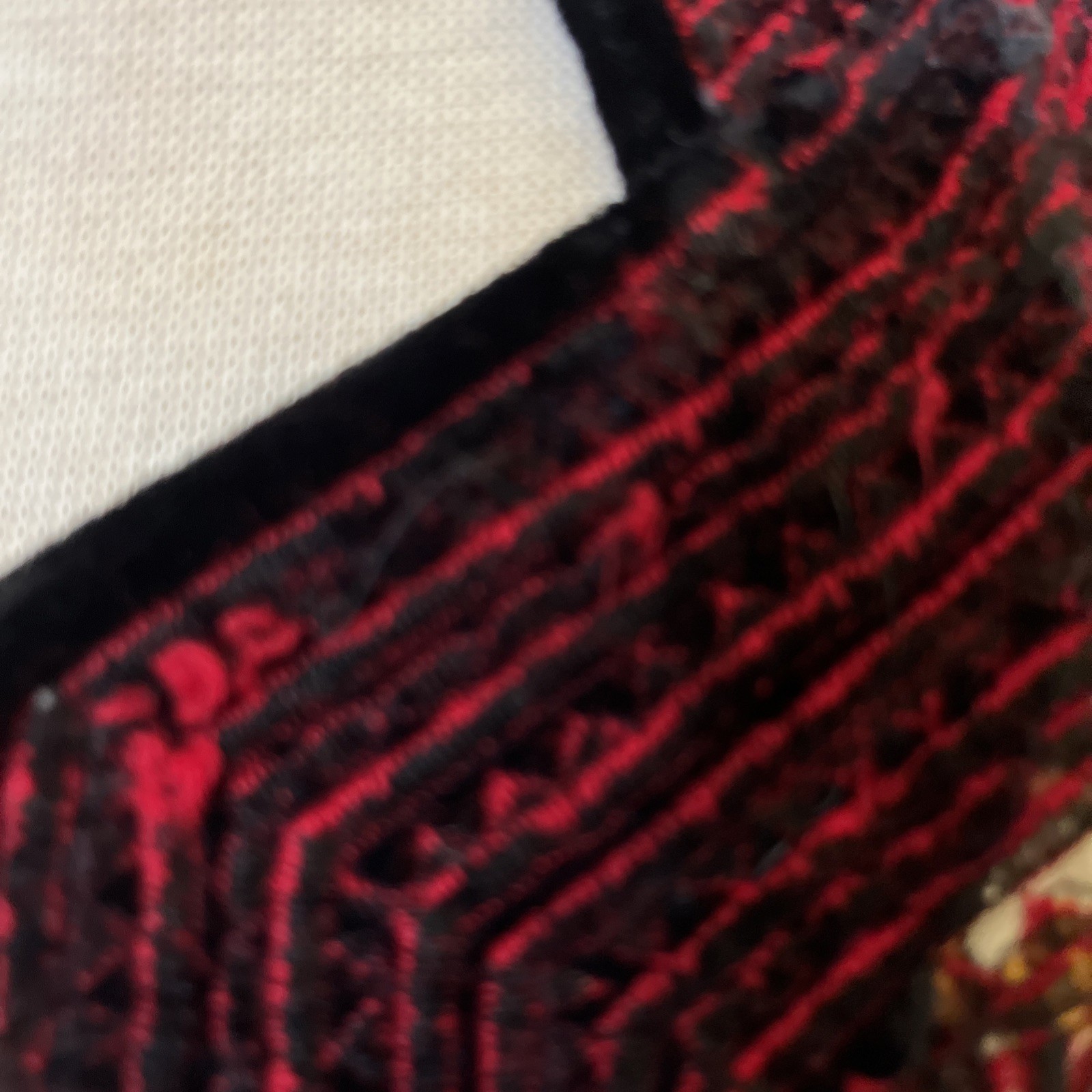 Vintage Palestinian Tatreez Velvet Vest – Mid-Century Long Couching Embroidered