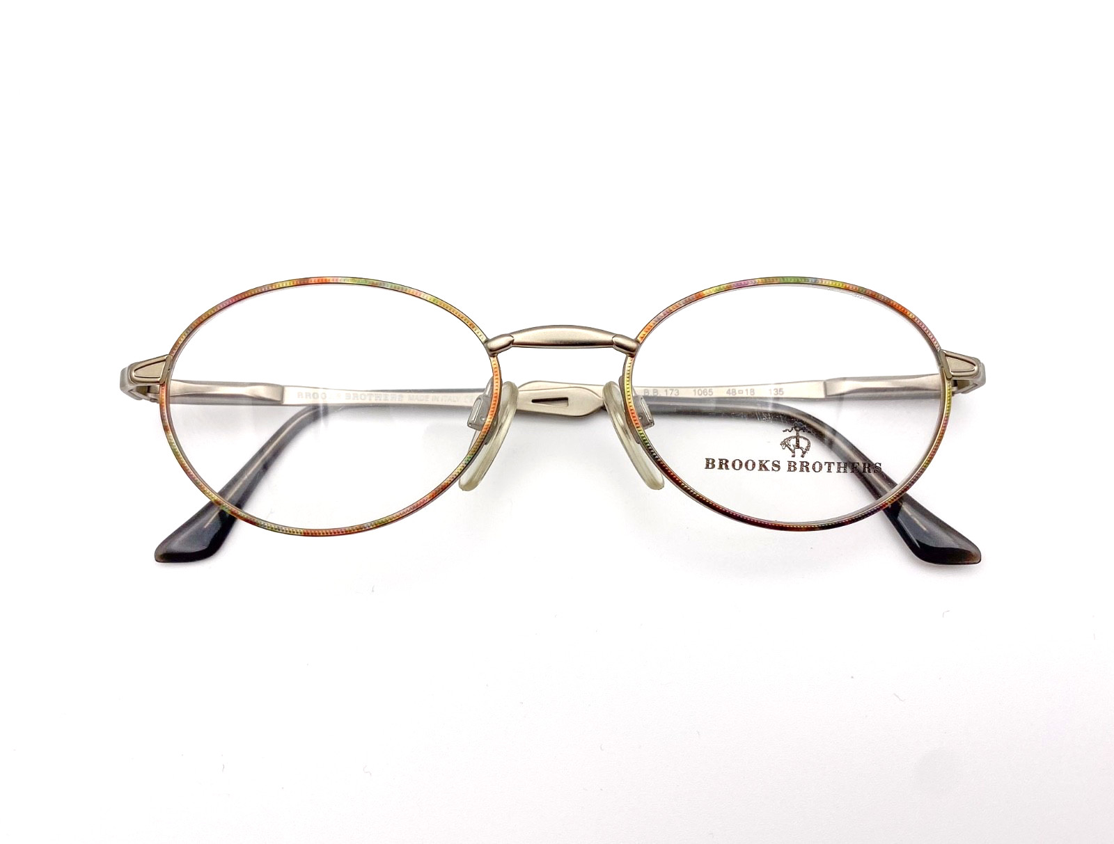 Vintage 90s Brooks Brothers Oval Eyeglasses | Muted Tortoise Amber Olive Frames