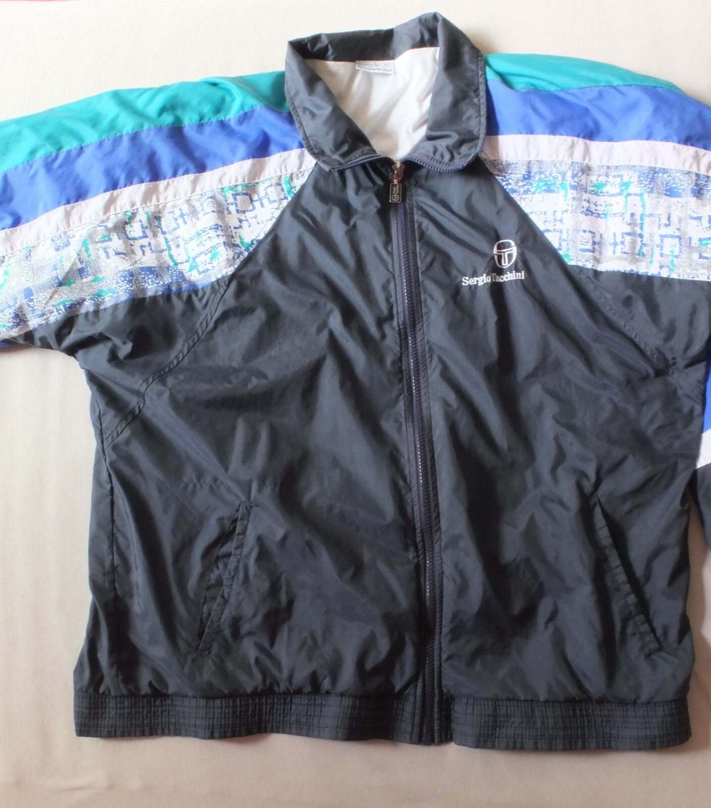 Vintage 1980s, Sergio Tacchini, Track Jacket, Jacket, Cotton Inside, Blue, L